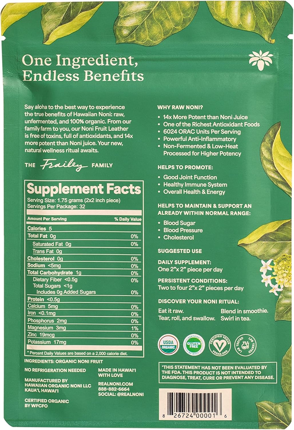 Suplemento Noni Fruit Leather 2oz