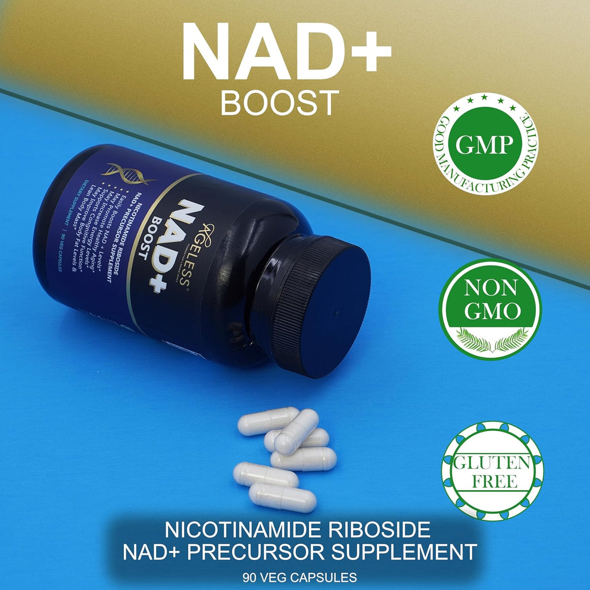 Suplemento de NAD+ Ageless - Ribósido de Nicotinamida 90 cps