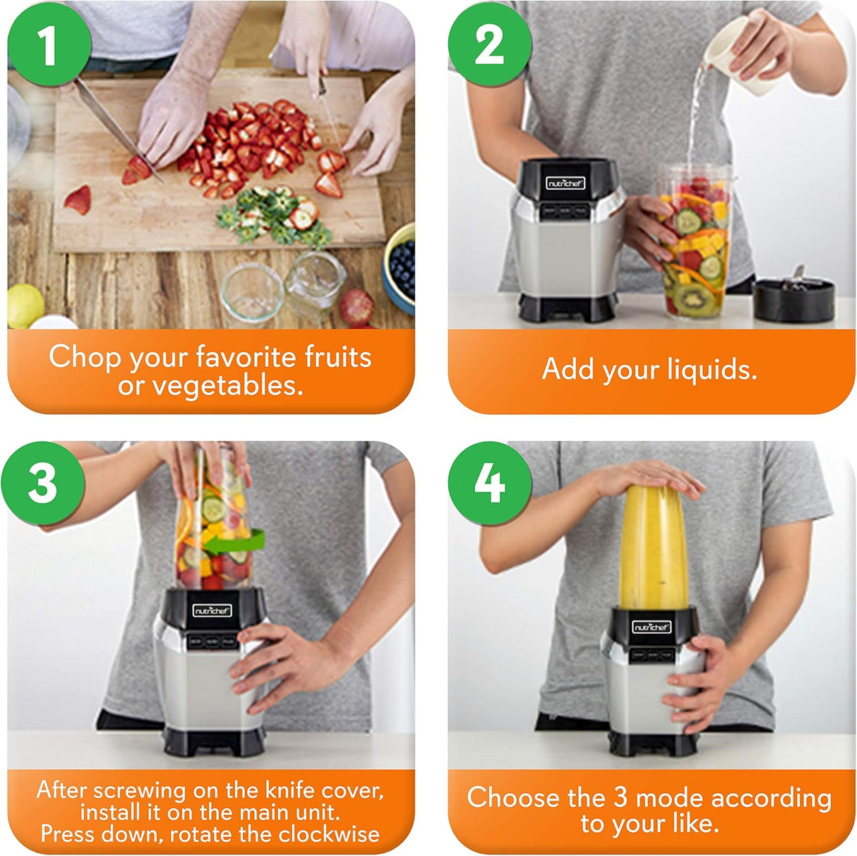 Licuadora Mini eléctrica personal negra Nutrichef NCBL1000