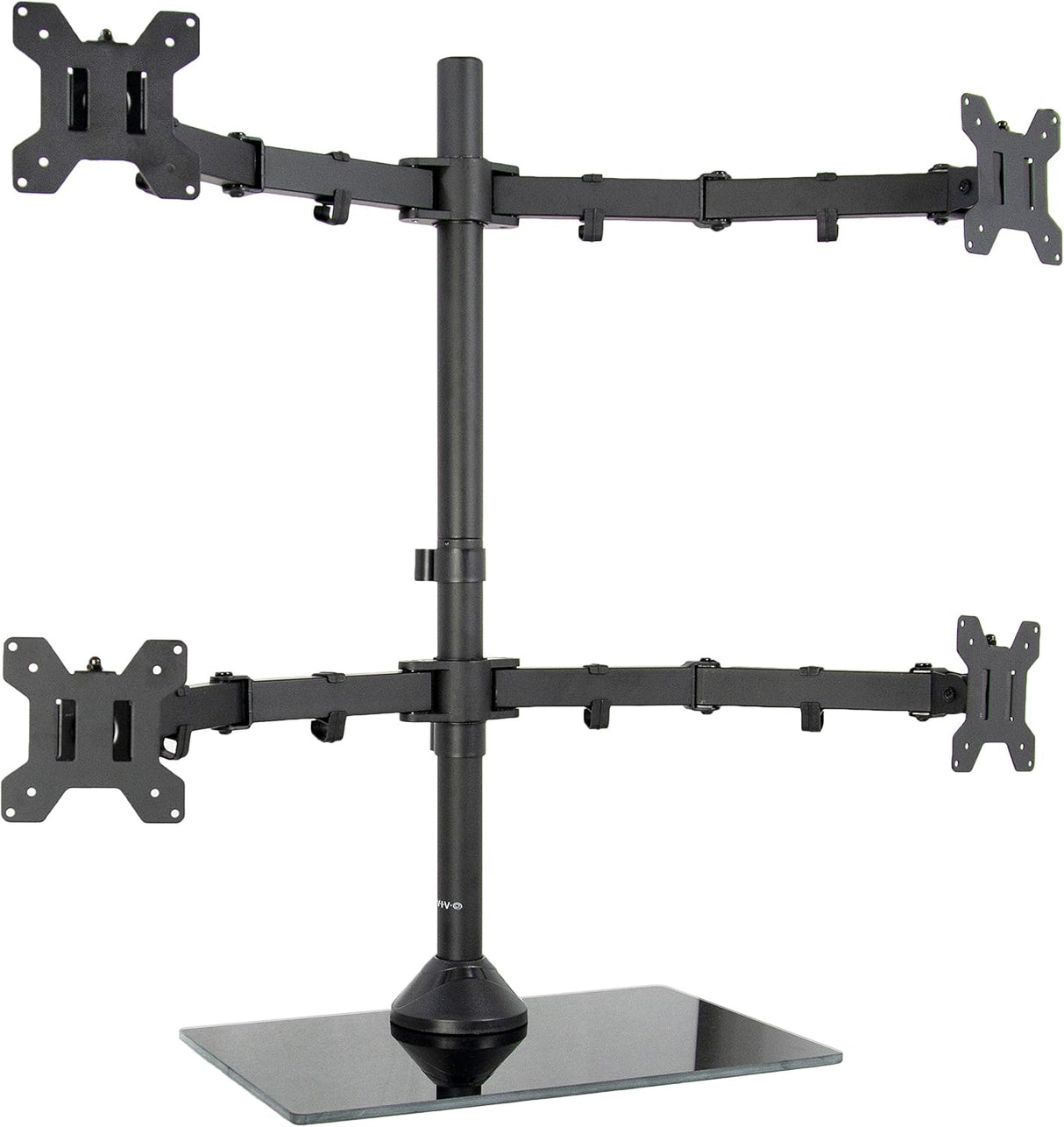 Soporte de Escritorio para 4 Monitores VIVO, Base de Vidrio, STAND-V004FG
