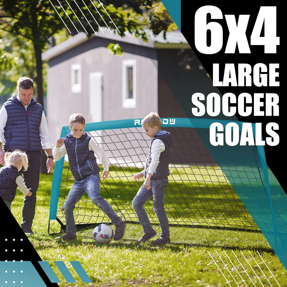 RUNBOW Portería de fútbol portátil para niños de 6 x 4 pies