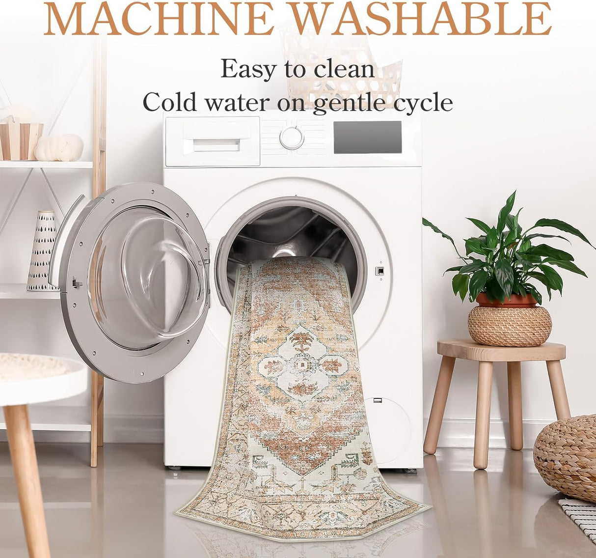 Alfombra bohemia redonda de 3 pies, antideslizante Lahome