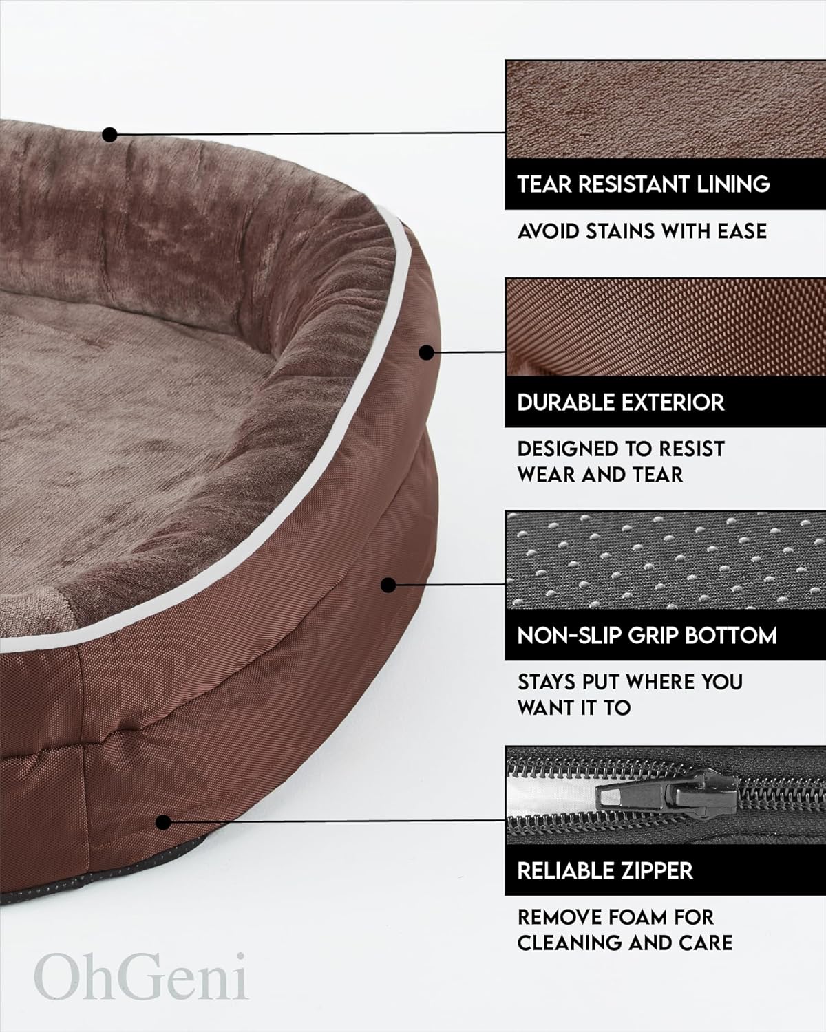 Cama ortopédica para perros grandes, soporte de espuma, modelo X