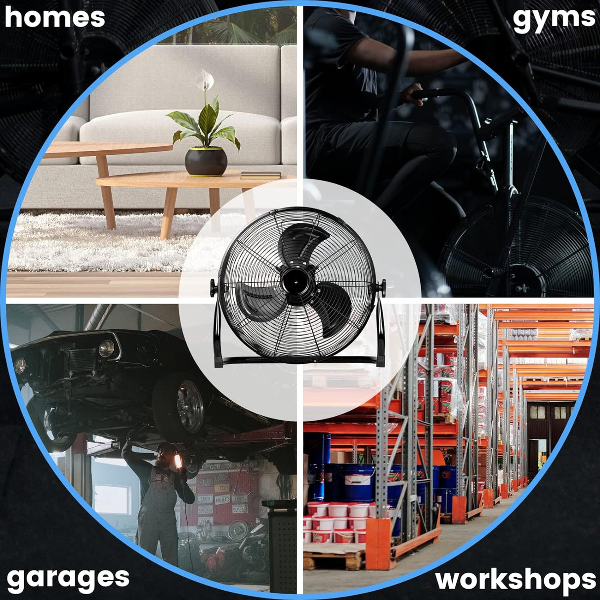 Ventilador de Piso a Batería Simple Deluxe 12 Pulgadas Portátil