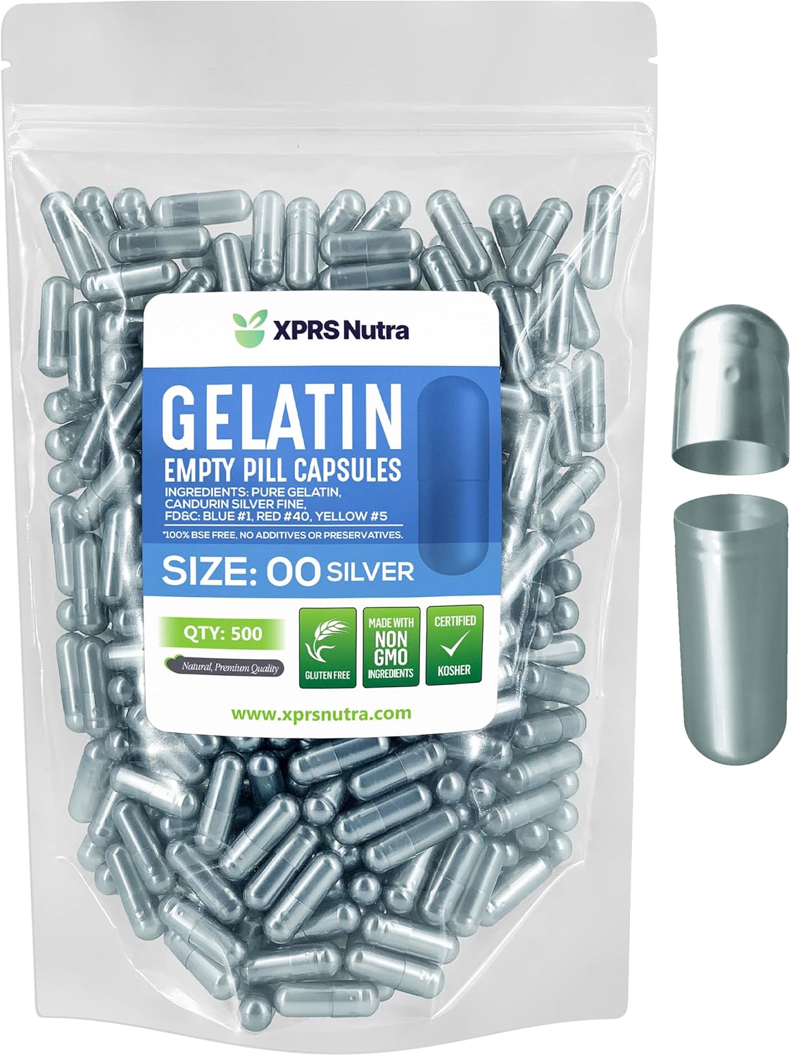 Cápsulas Vacías Gelatina Size 00 - XPRS Nutra - 500 Piezas