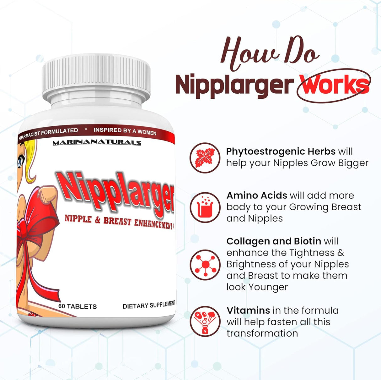 Suplementos Alimenticios de pezones Ampliación de mama