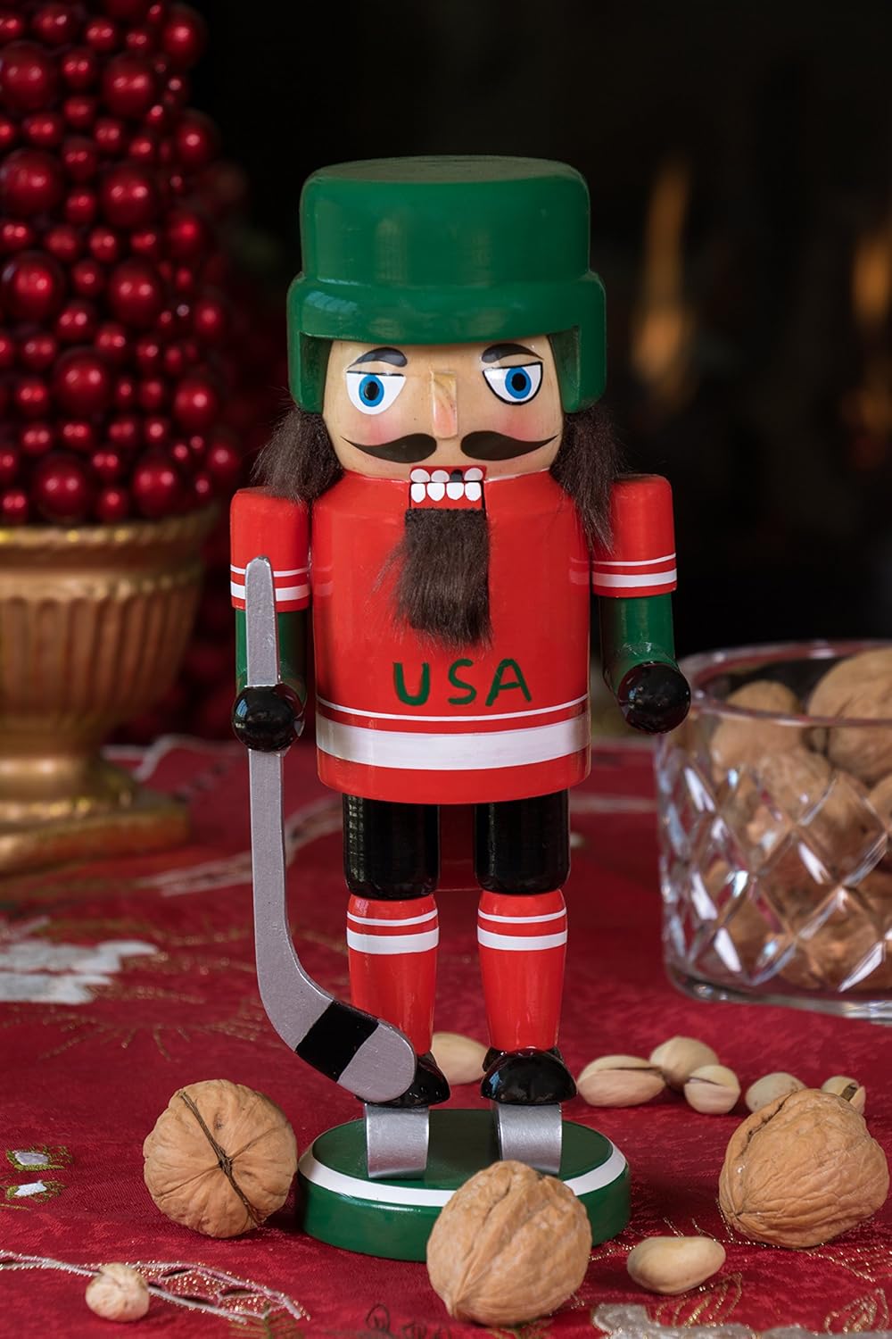 Clever Creations Nutcracker Madera Hockey, 9 Pulgadas