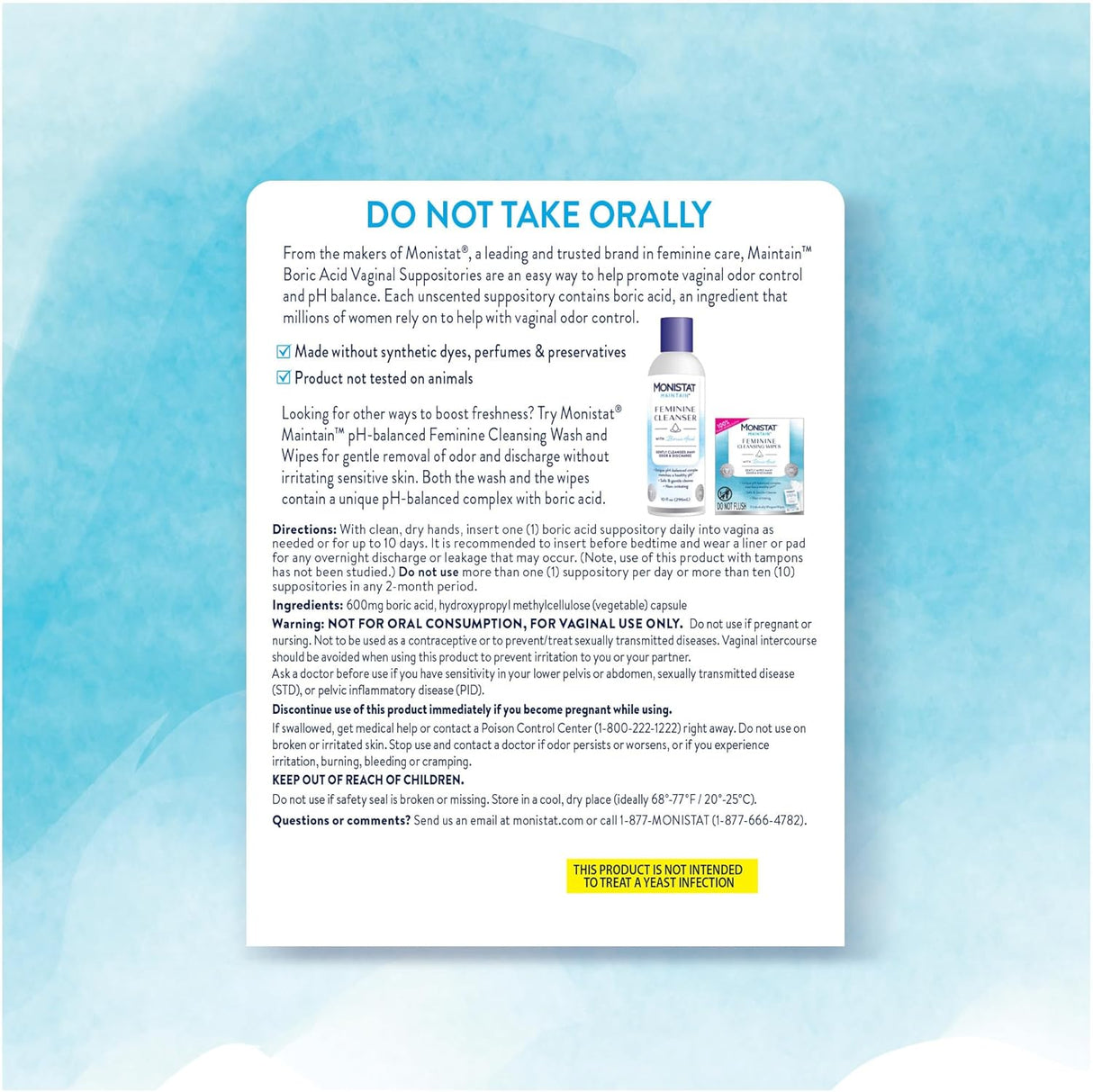 Monistat, Mantenga supositorios de ácido bórico para mujere