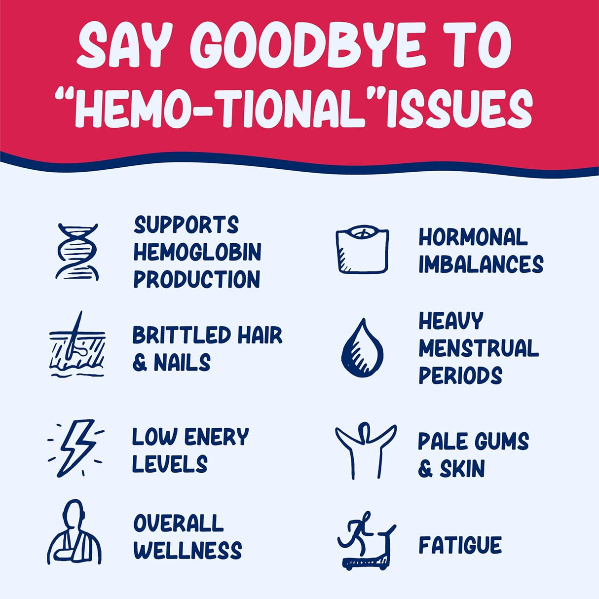 Suplemento 100 mg de complejo de hierro polisacárido adultos