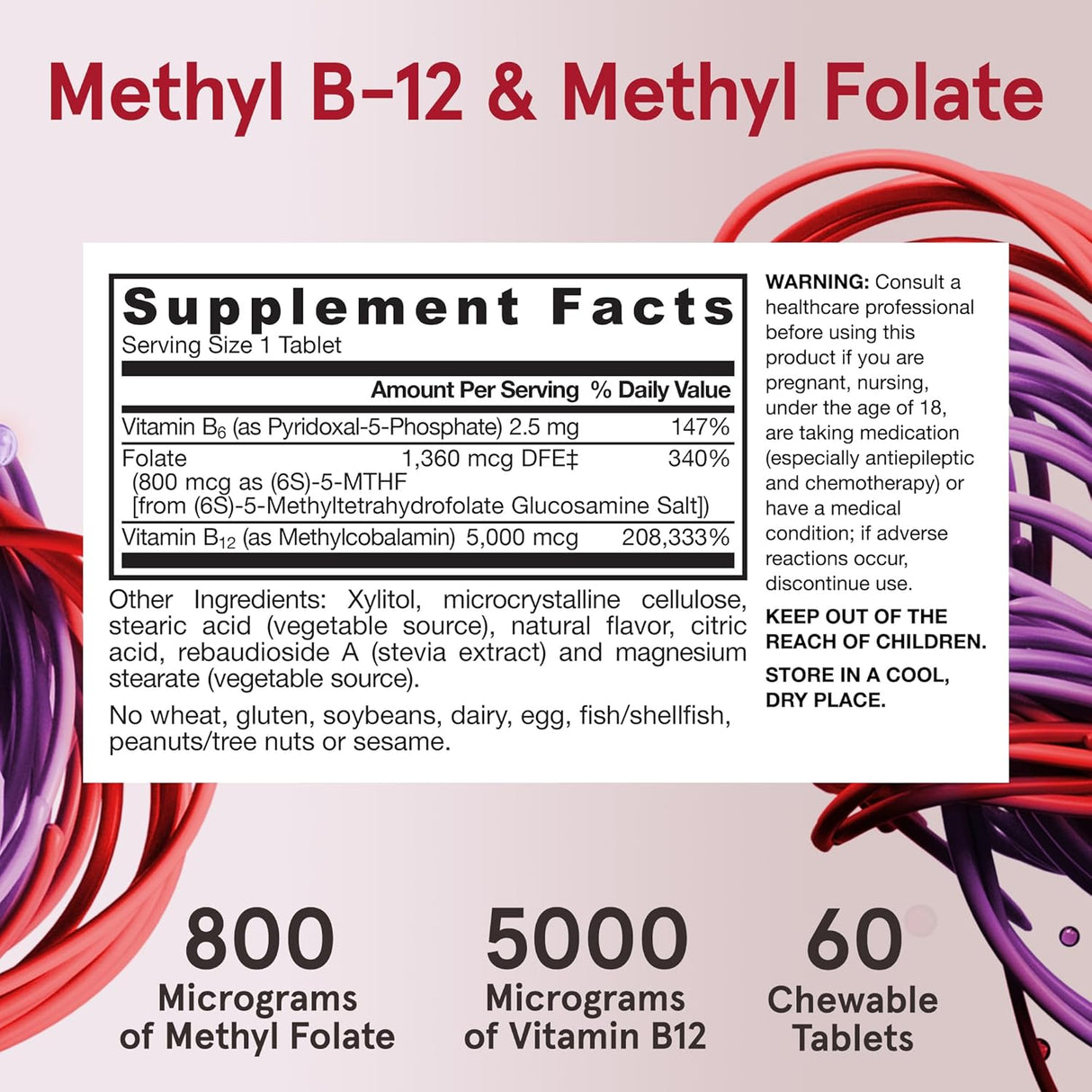 Suplemento Methyl B-12 5000 mcg Jarrow Formulas, 60 tabletas