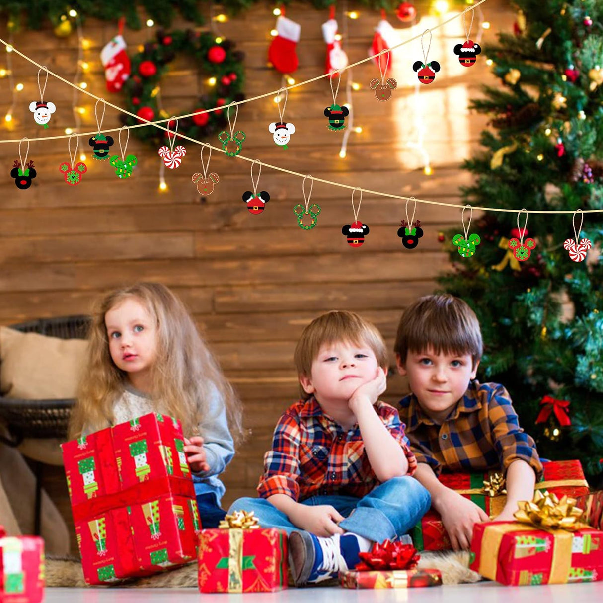 Adornos de Ratón de Madera 30Pcs, Decoración Navideña