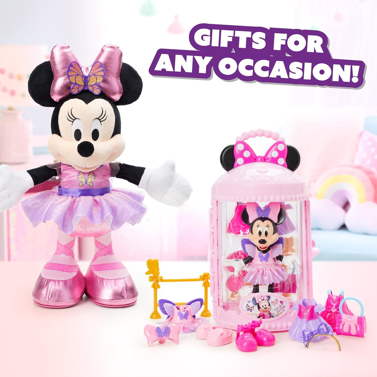 Muñeca Minnie Mouse Ballerina, Just Play, 13 accesorios, 3+ años
