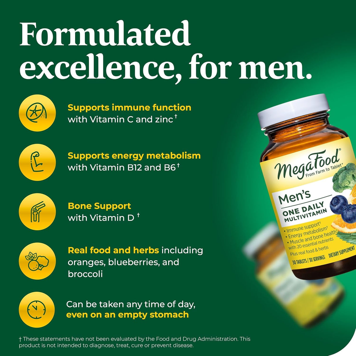 Suplemento MegaFood Men's One Daily vitaminas B, D y zinc