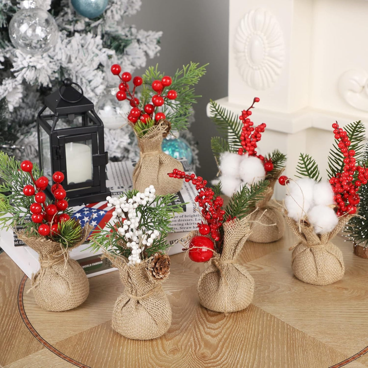 Árboles de Navidad Mini 8 winemana, 6 Pcs, Decoración Mesa