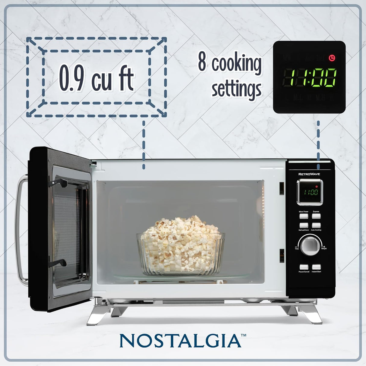 Horno Microondas Nostalgia 0.9 cu ft 900W 8 Programas