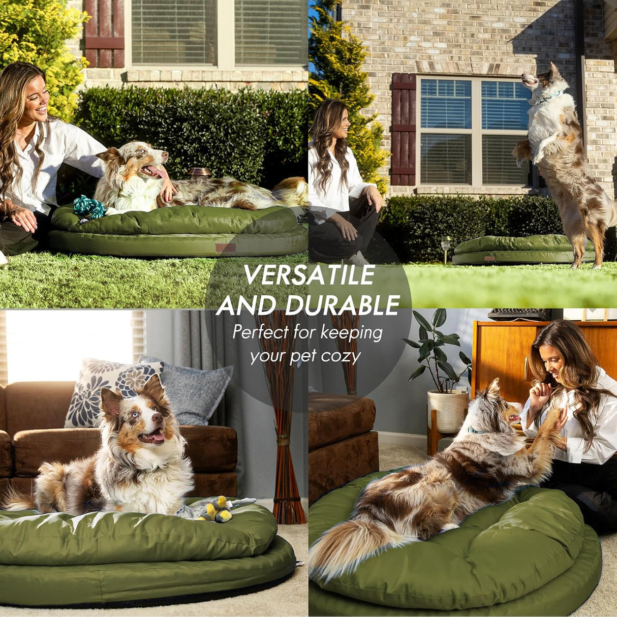 Cama ortopédica para perros grandes ClevaHome, doble capa, lavable
