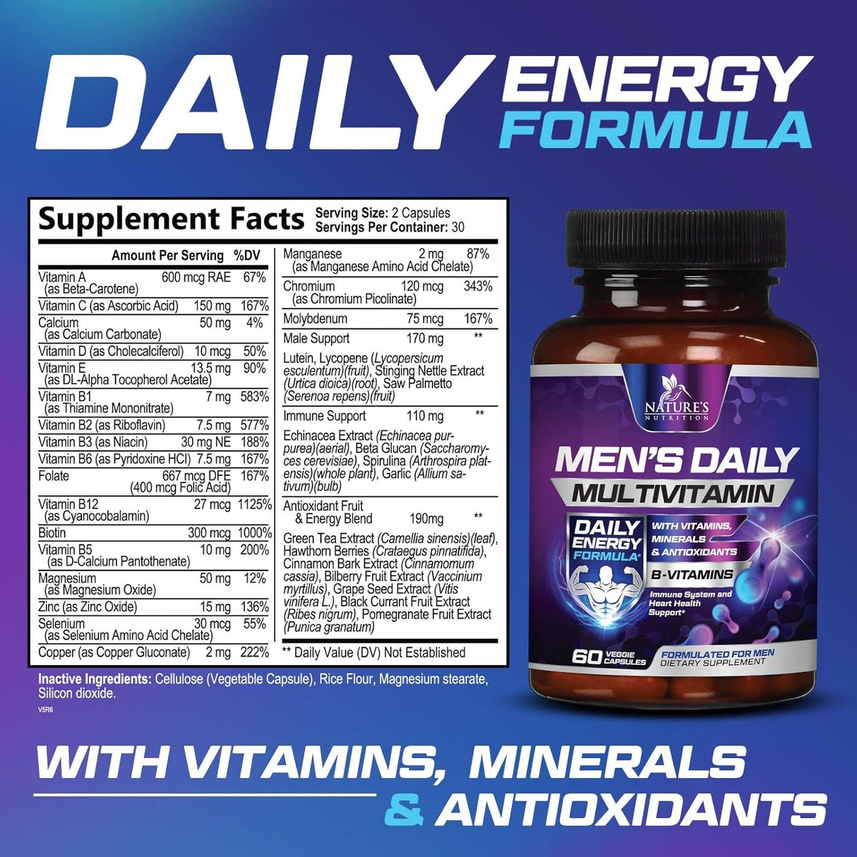 Multivitamínico Premium para Hombres - 60 Cápsulas Naturales