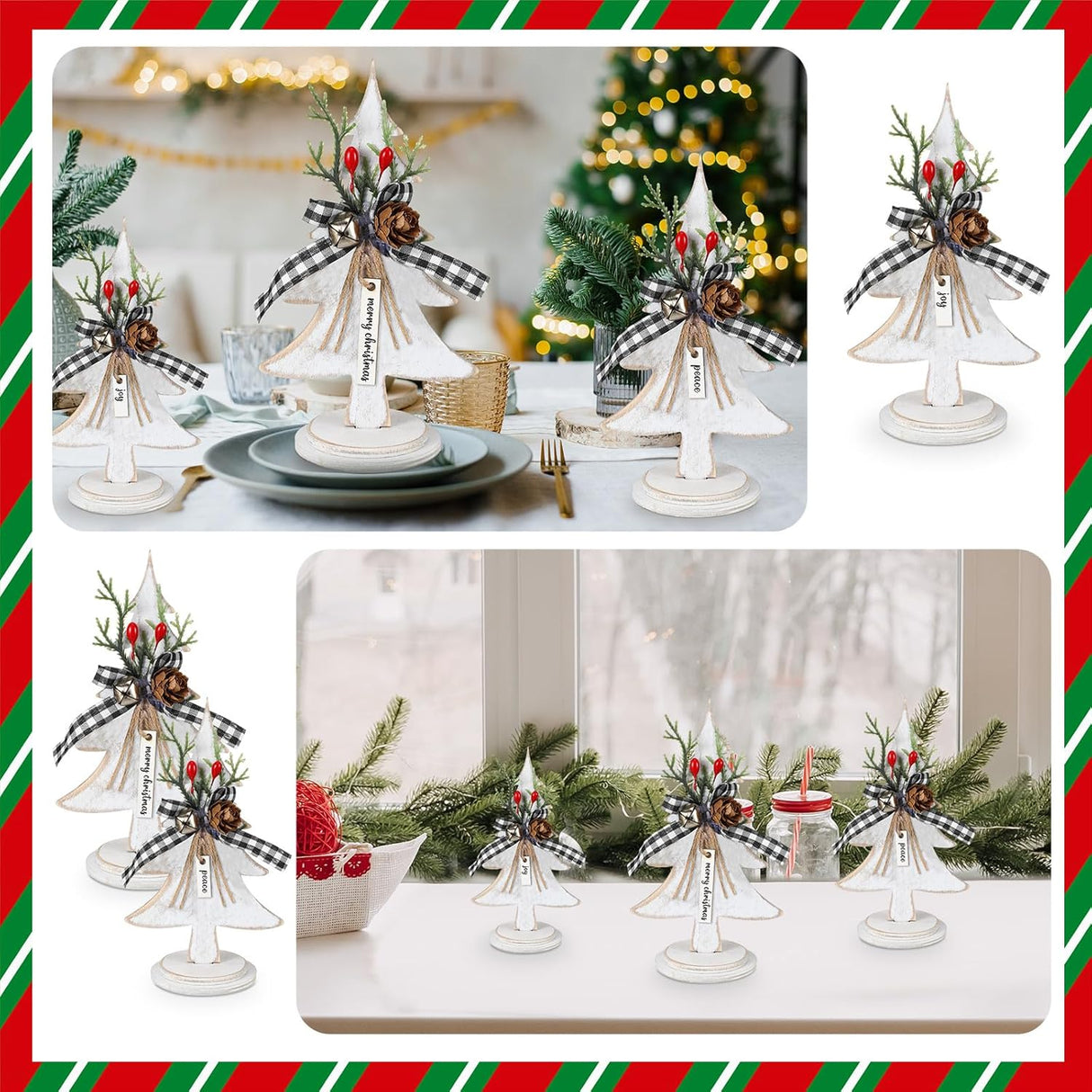 Árboles de Navidad de Madera Soaoo, Decoración Rústica, 3 Pcs