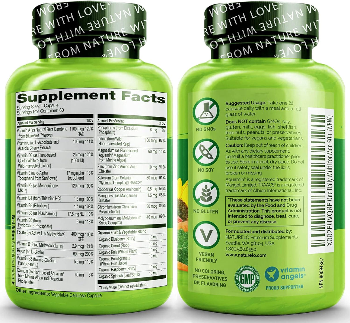 Suplemento NATURELO Multivitamínico diario para los hombres