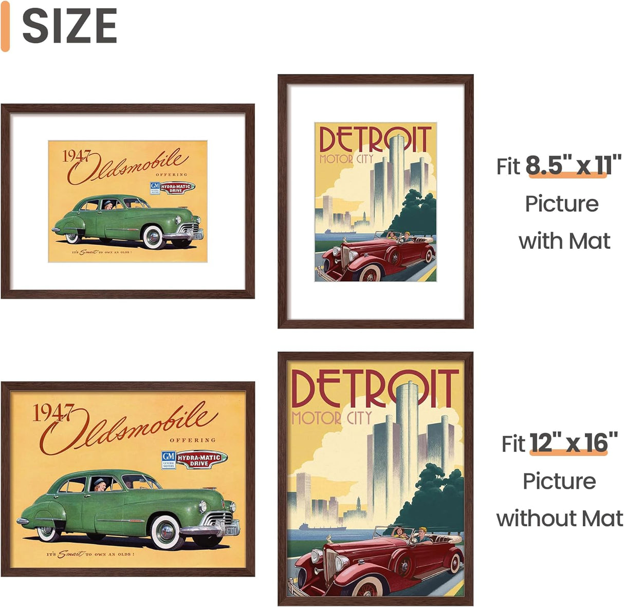 Marco de fotos 12x16, para 8.5x11 con o sin paspartú