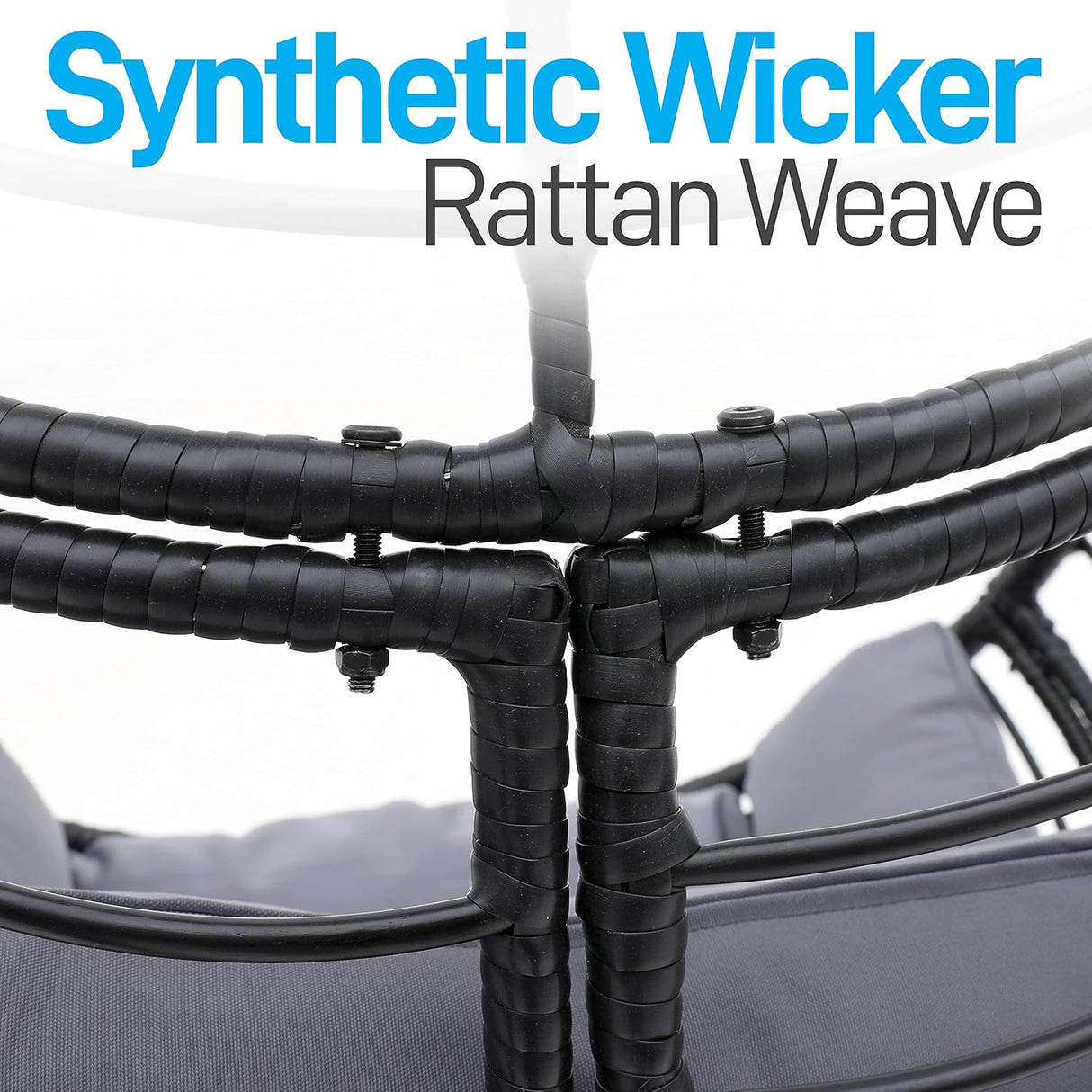 Sillón mecedor de mimbre y ratán con cojín SERENELIFE