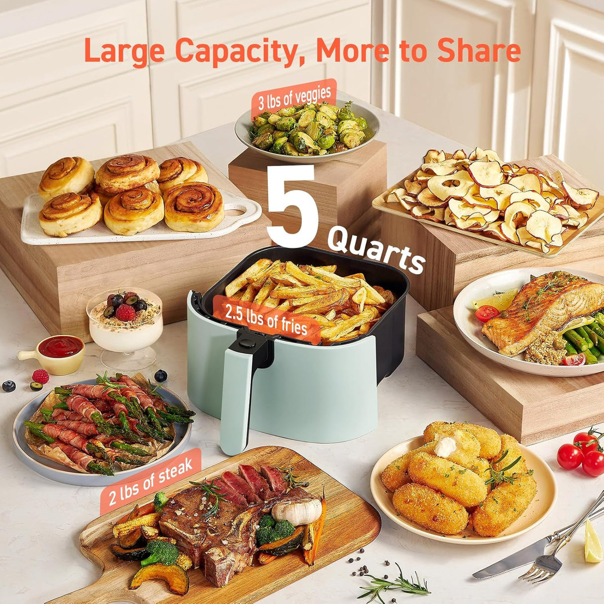 Freidora de aire COSORI Pro LE 5 Qt, 10 funciones, 130+ recetas