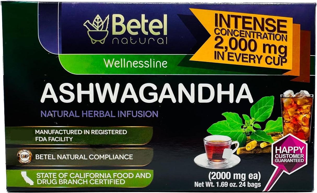 Té de Ashwagandha Natural Betel, 24 Bolsitas Relajantes