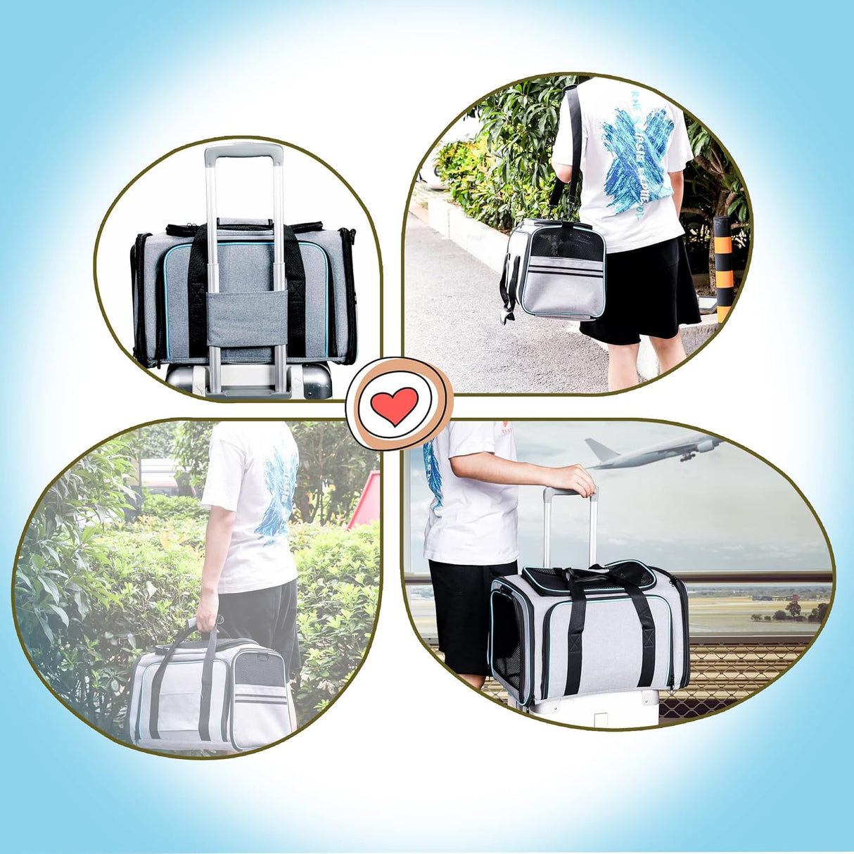 Transportador de Gato Perro Cat Dog Carrier, Expandible, Grande