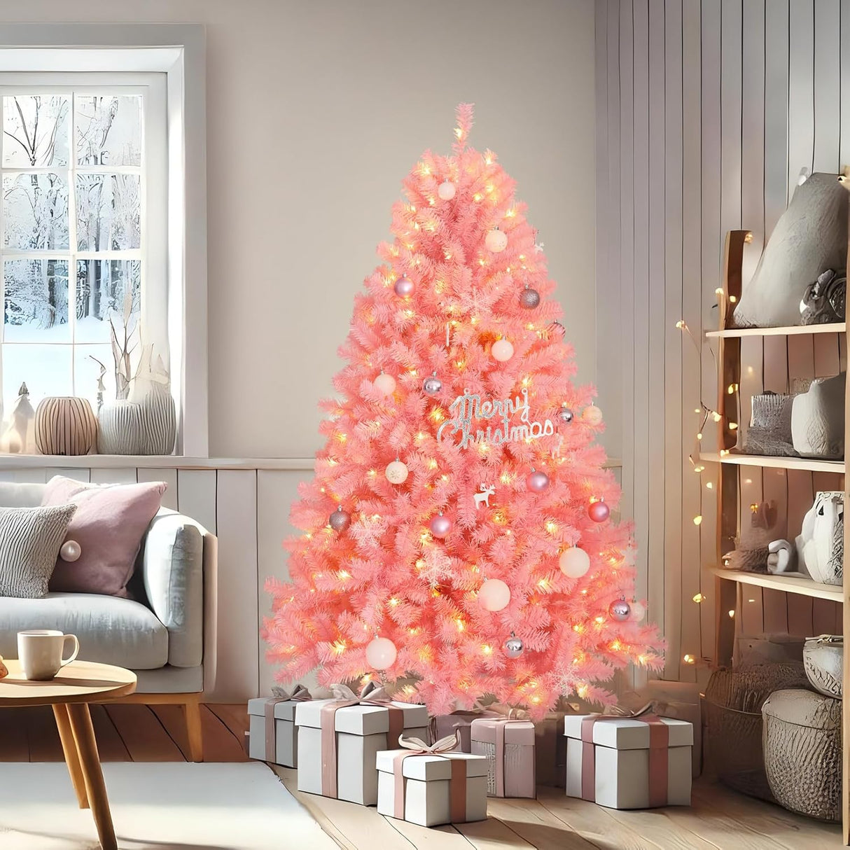 Árbol de Navidad Artificial 6FT con Luces Cálidas, Premium, Modelo 800