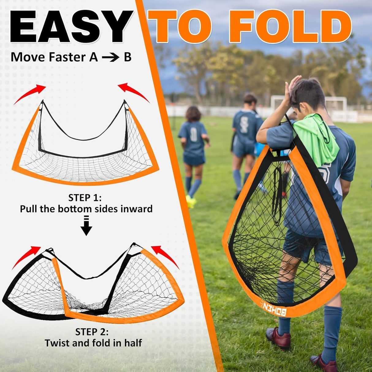 Porteria de futbol portatil para juegos al aire libre