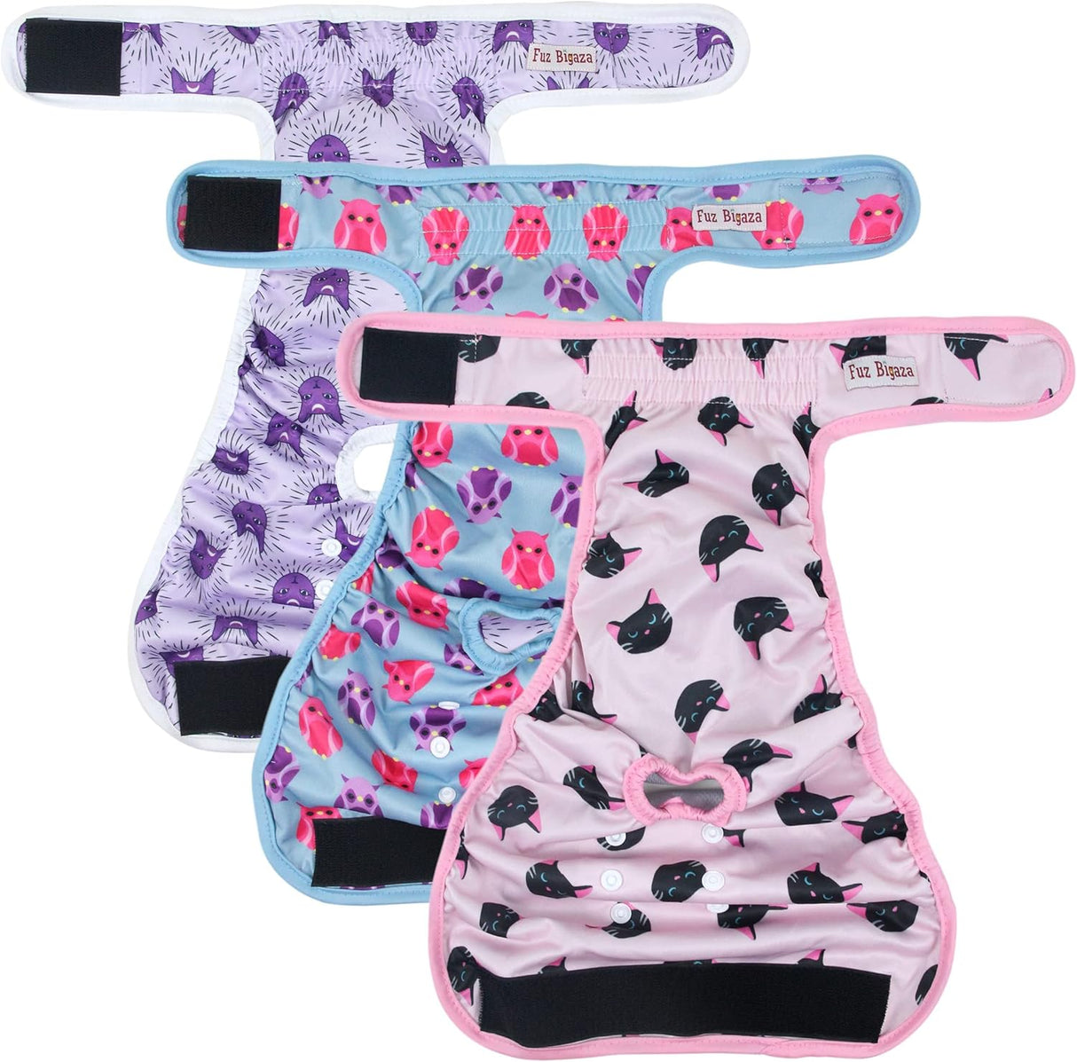 Fuz Bigaza Pañales lavables perras (paquete 3)(gato,búho,M)