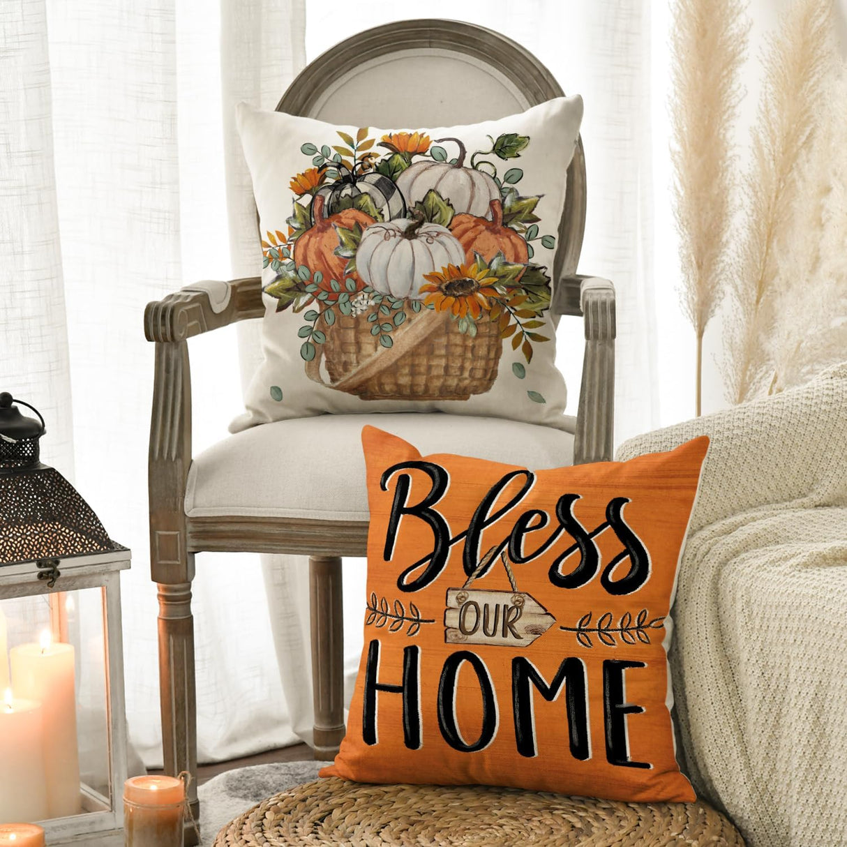 Cojines Decorativos Otoñales AVOIN, Set de 4, 18 x 18 Pulgadas