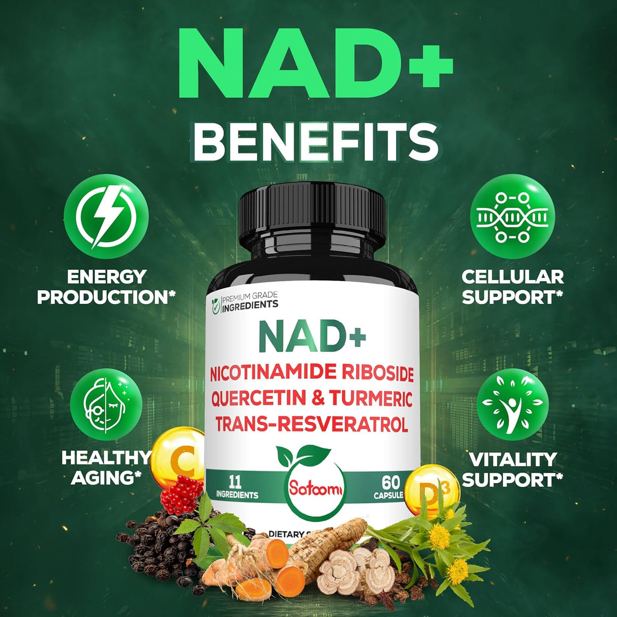 Suplemento NAD+ con Nicotinamida Ribósido 900mg - 60 cápsulas