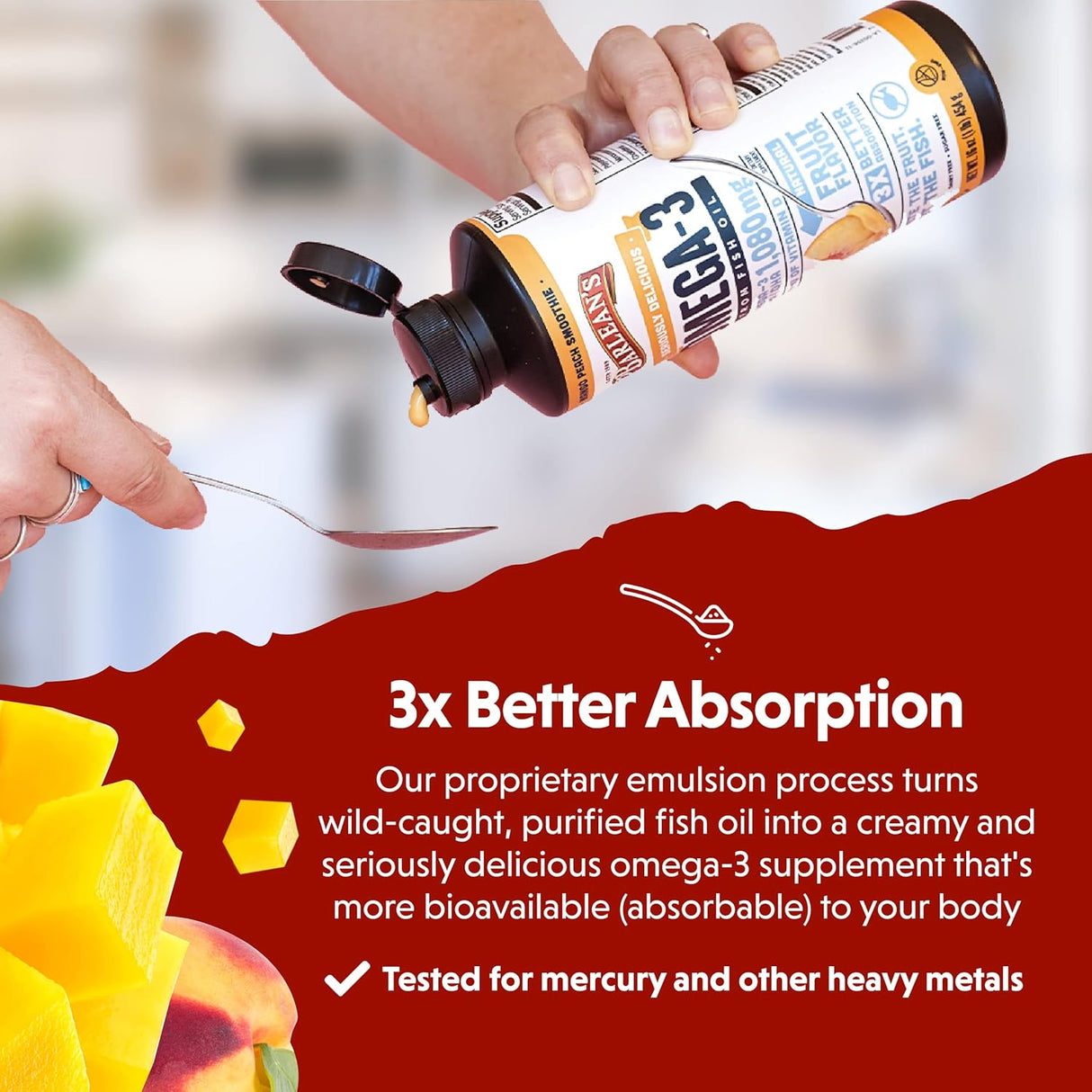 Suplemento de Omega 3, Barlean's, 1080mg EPA/DHA, 16 oz