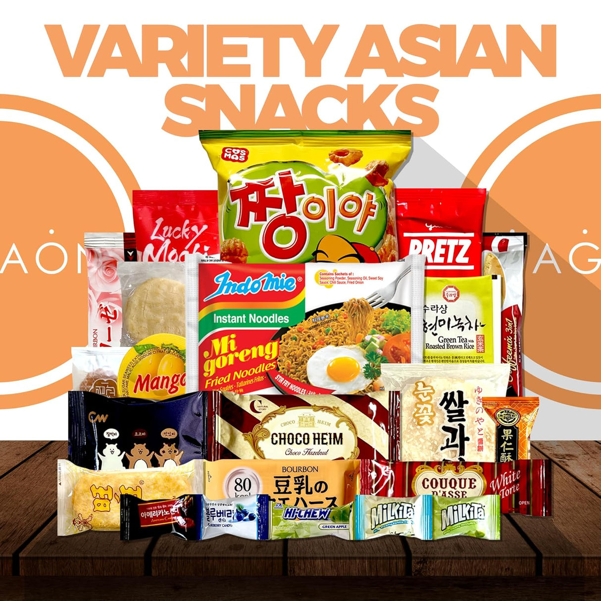 Caja de Snacks Asiáticos Dagaon 22 Piezas - Dulces y Salados