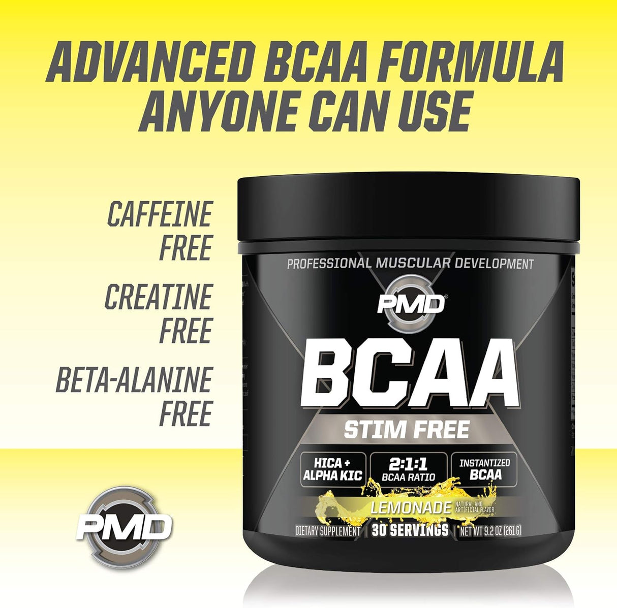 PMD Sports BCAA Aminoácidos sin Estímulo, Mejor Rendimiento 30 Servs