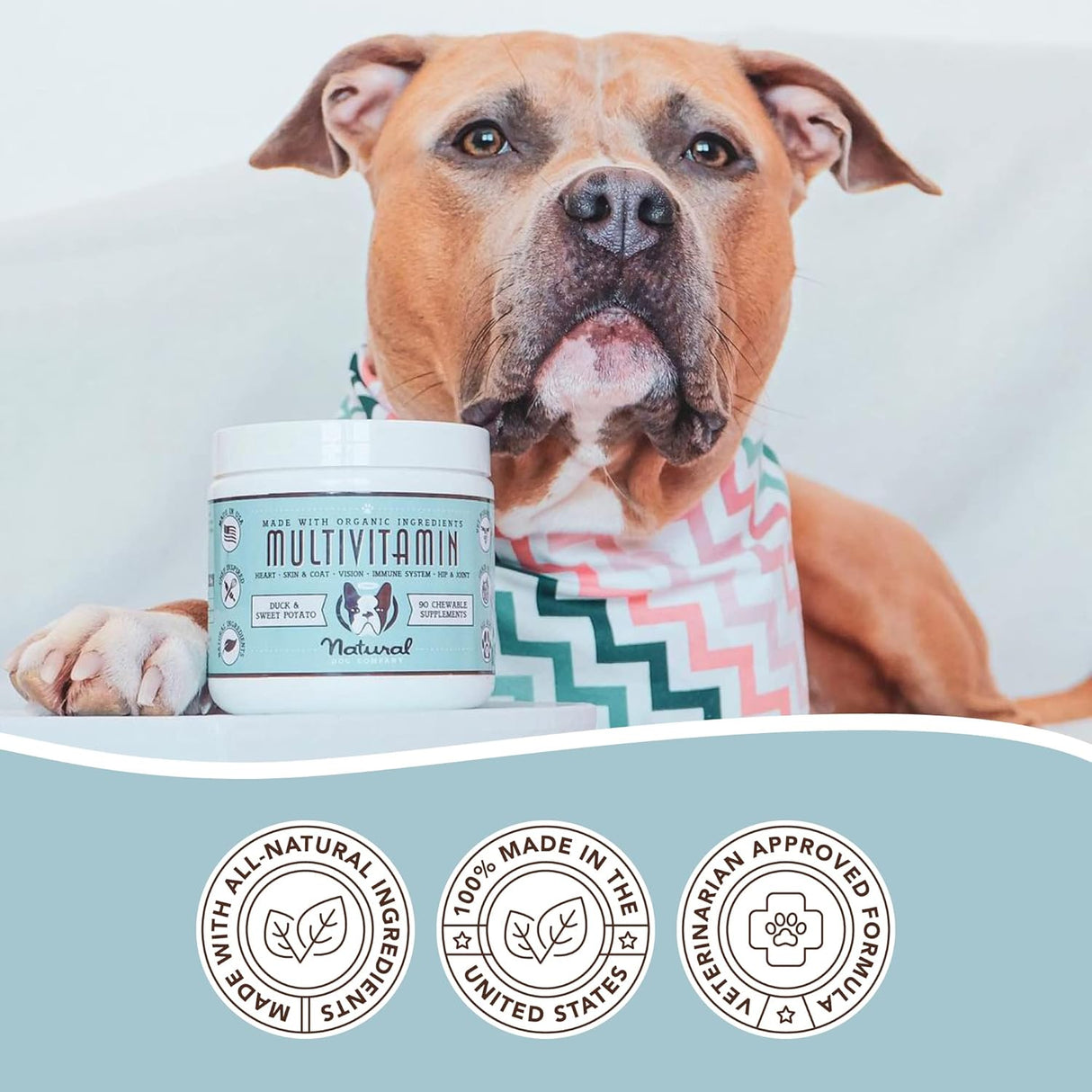 Vitaminas y suplementos para perros Sabor a pato y batata