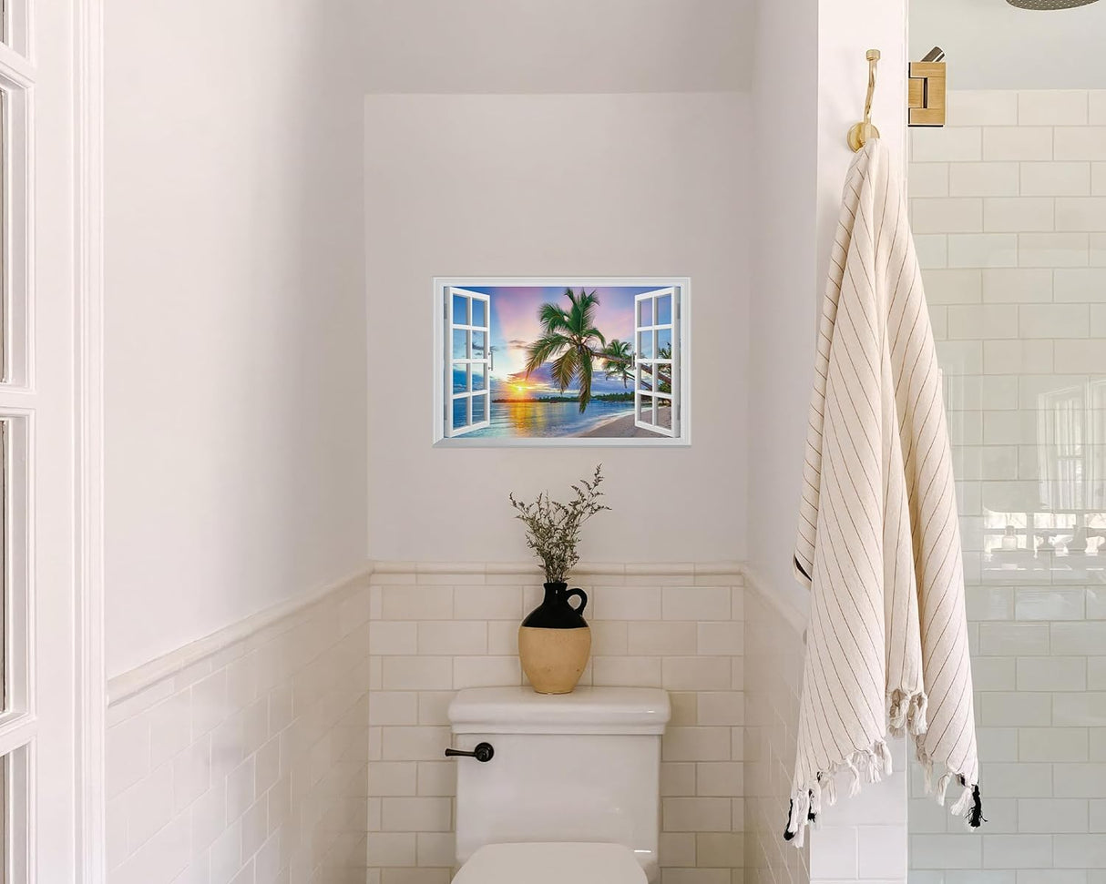 FLFK Adhesivo de pared falso para ventana diseño de amanecer