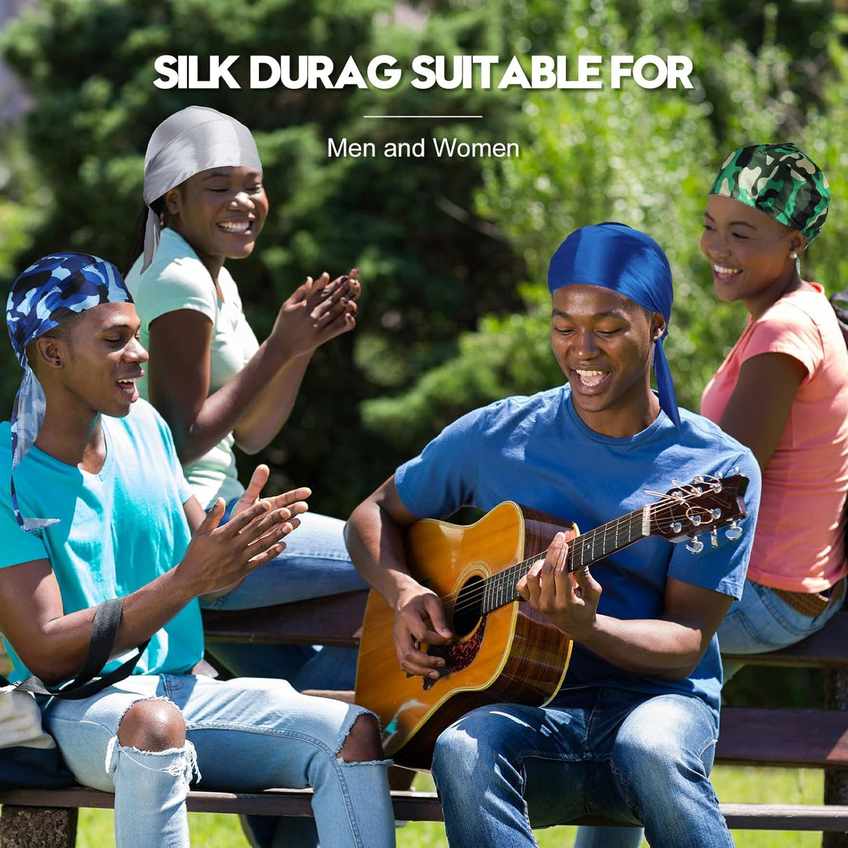 Durags Tarpop 6 Pcs para Hombre, Silky, Camuflaje, Largo y Ancho