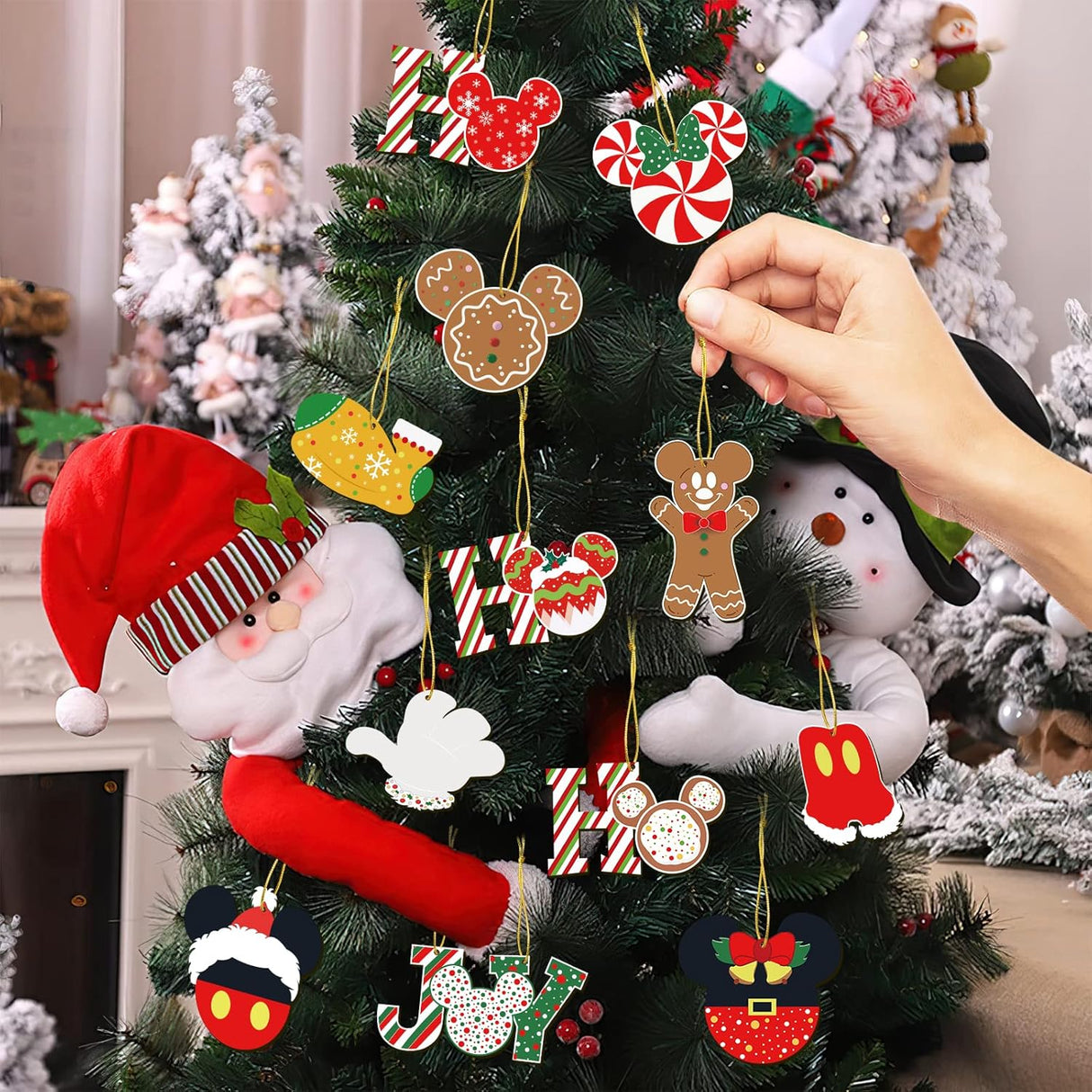 Juego de adornos de árbol de Navidad – 24 adornos de madera