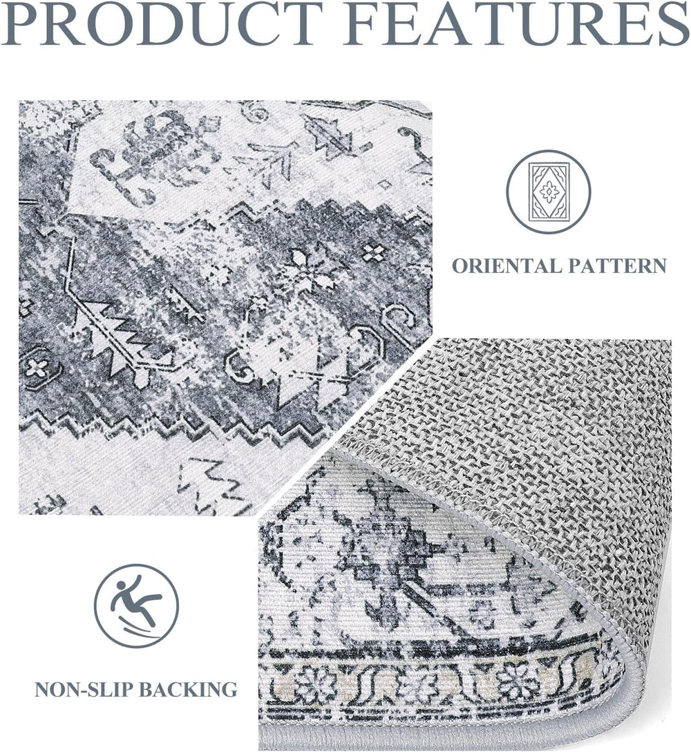 Alfombra redonda bohemia de 3 pies, Gris claro Lahome