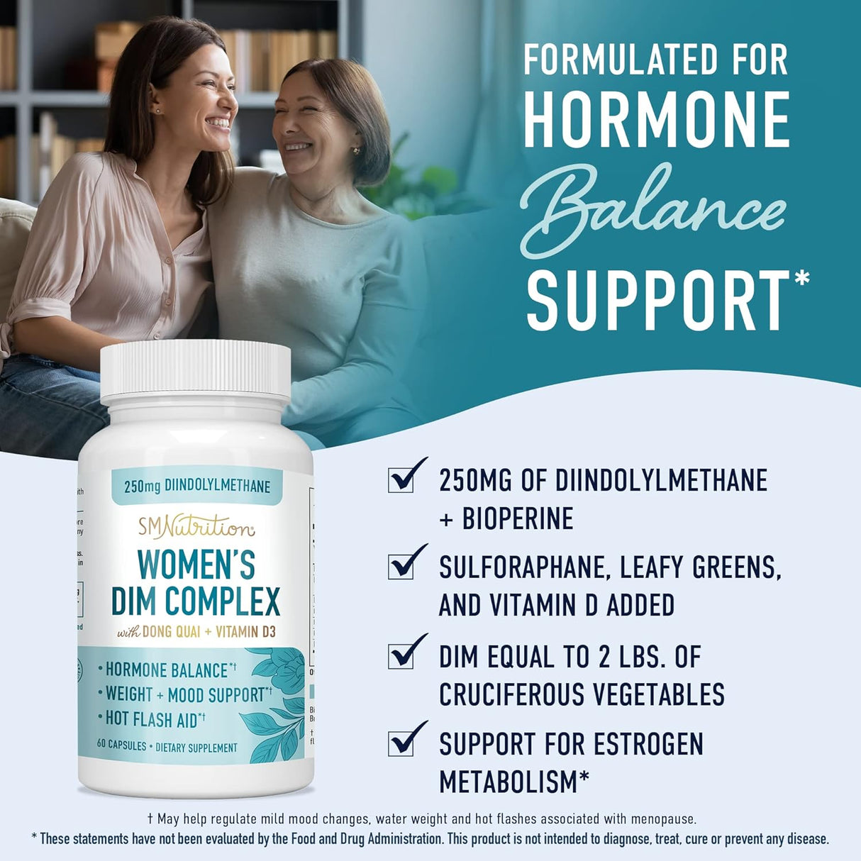 Suplemento DIM 250 mg Equilibrio de estrógeno para mujeres