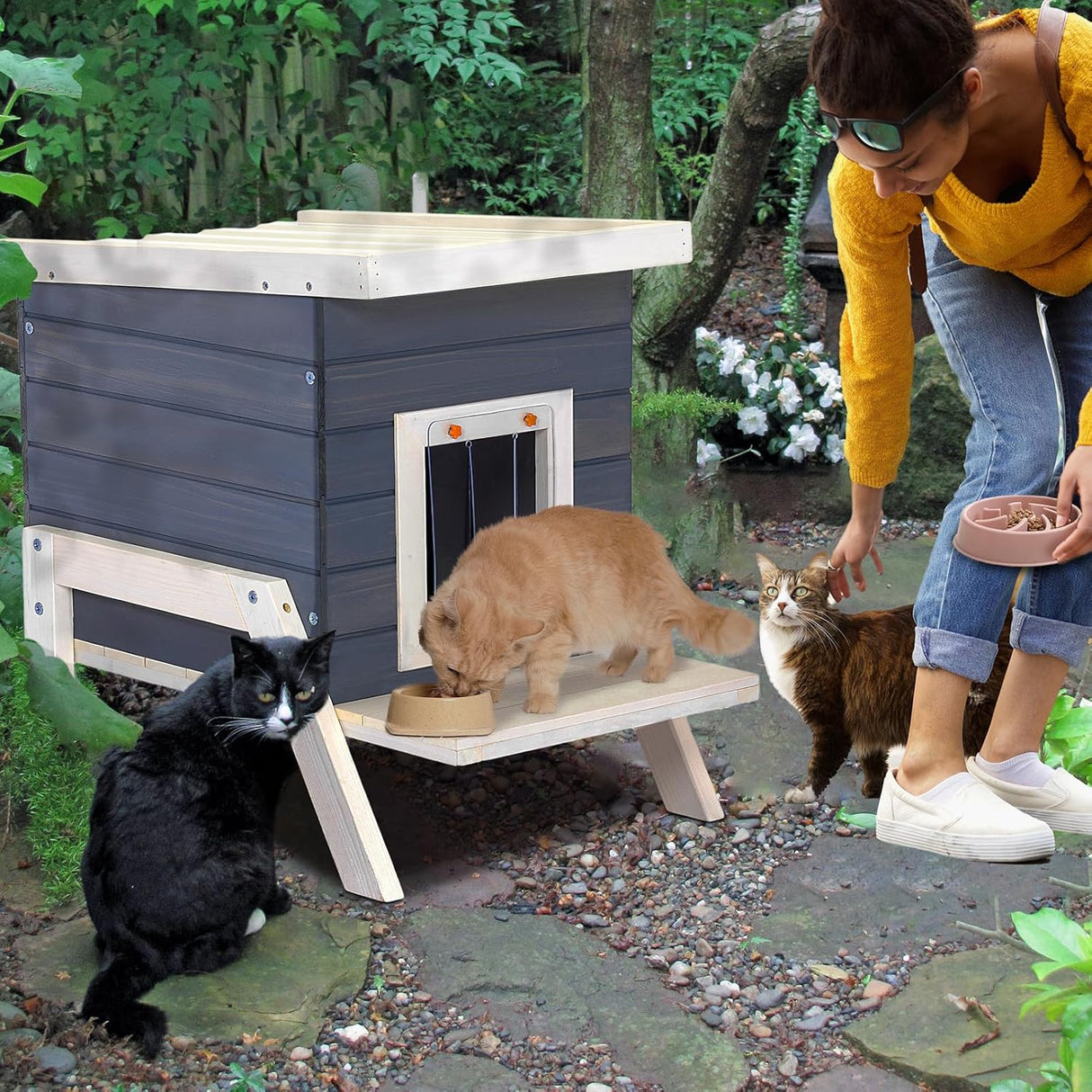 Casa para gatos al aire libre pies altos aislados Petsfit