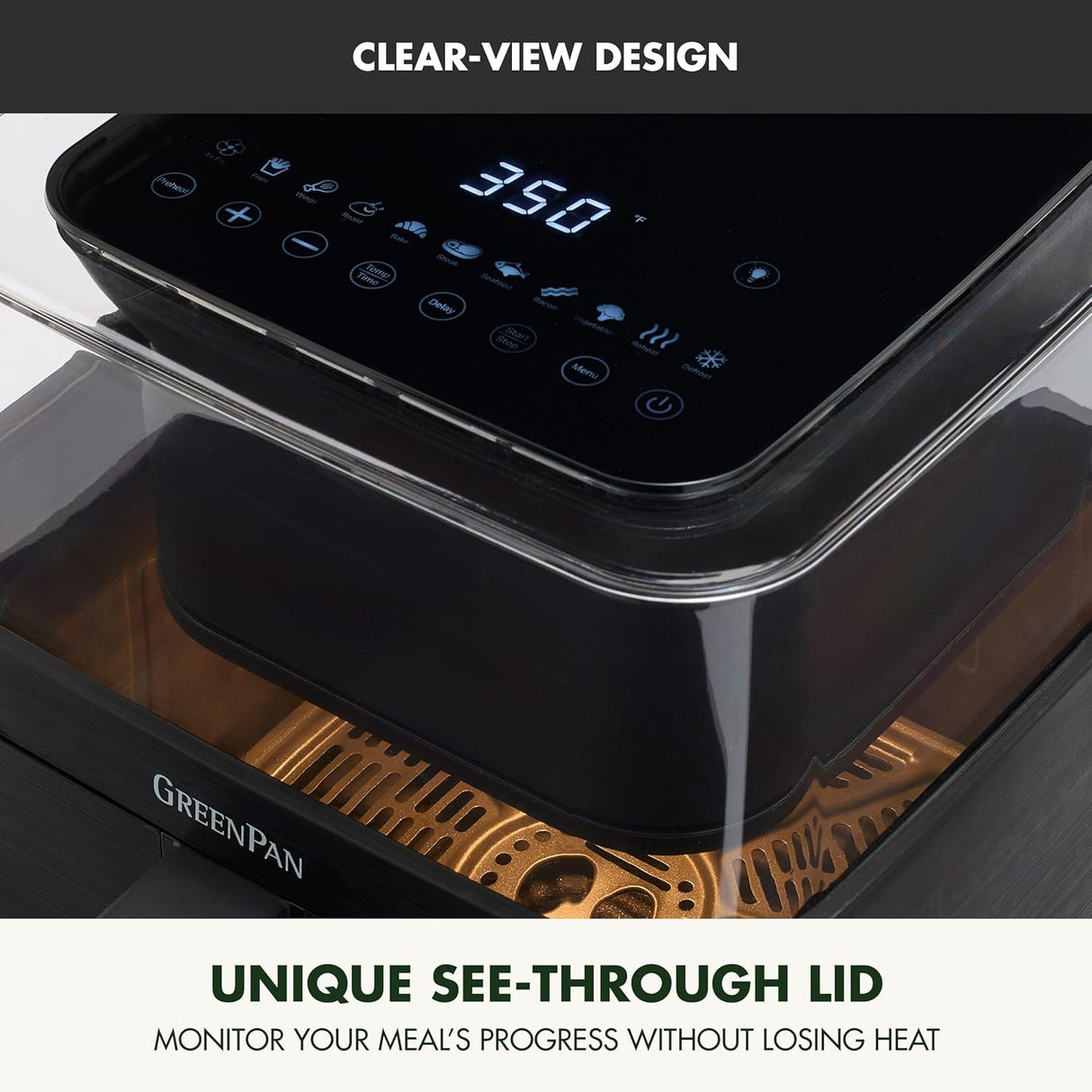 Freidora de aire 7QT GreenPan, Ventana clara, 13 programas