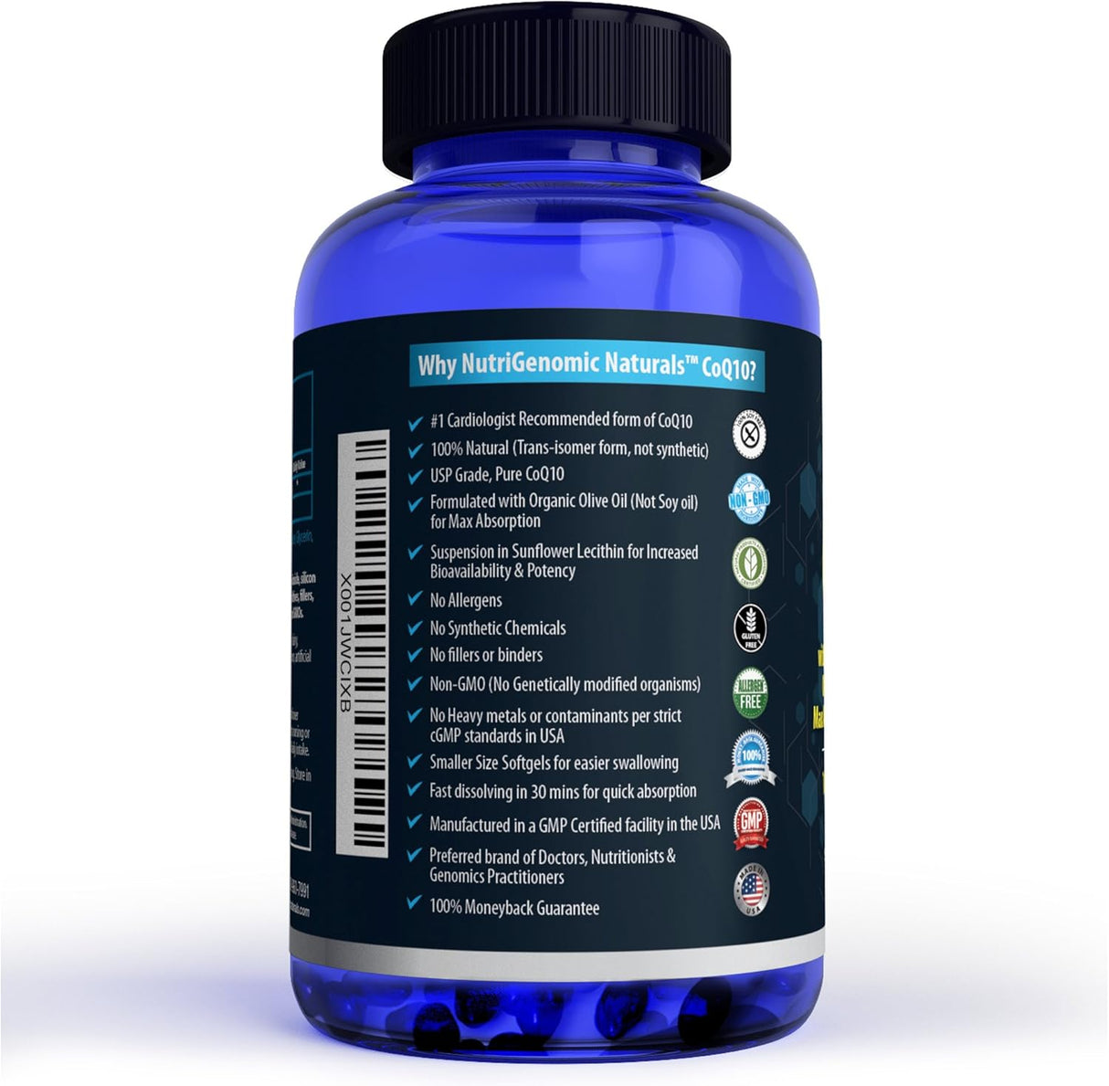 CoQ10 Orgánico con Aceite de Oliva 100mg 60 cápsulas