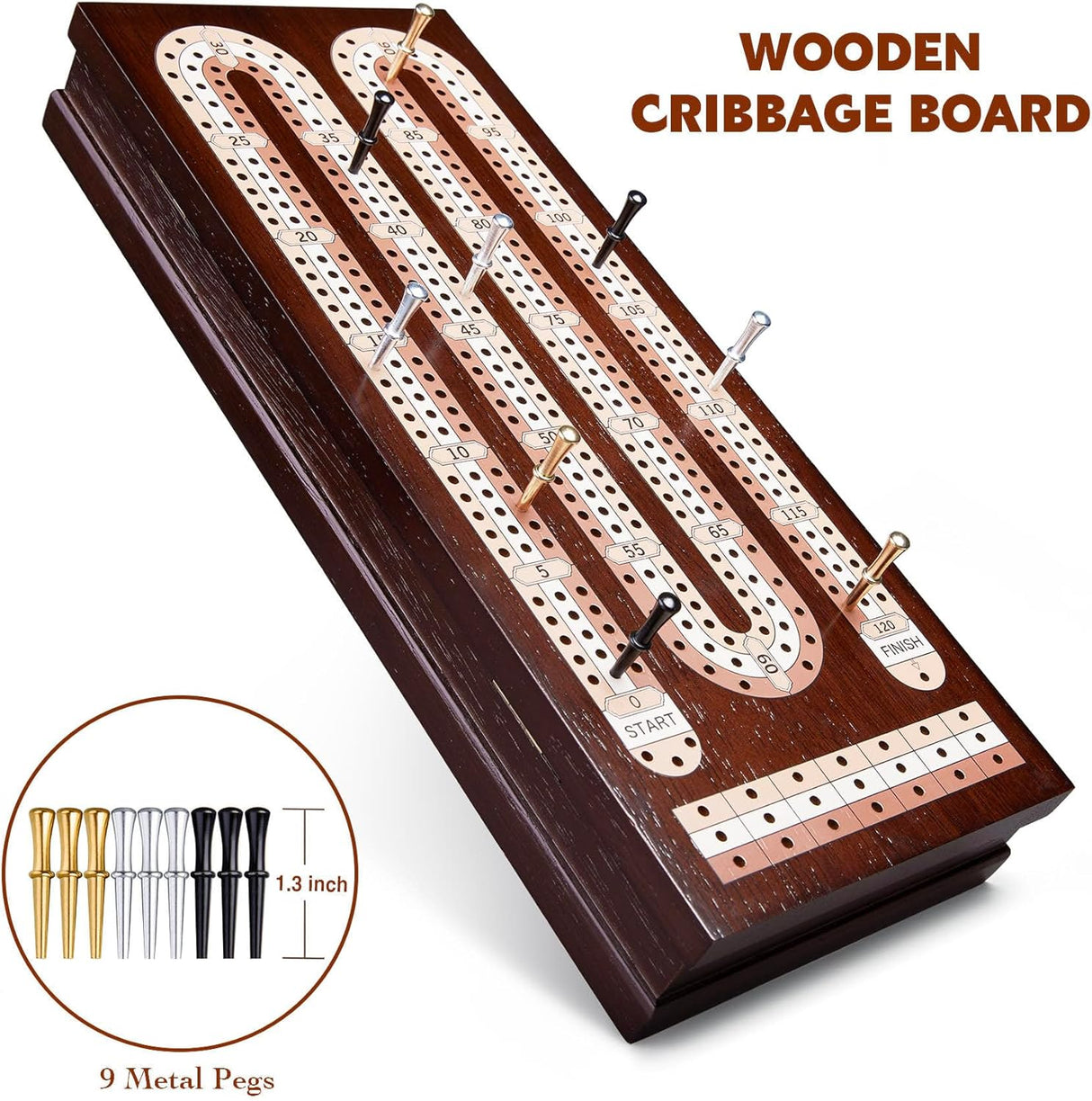 Juego de Cribbage AMEROUS con 9 Puntos y 2 Barajas, 3 Pistas