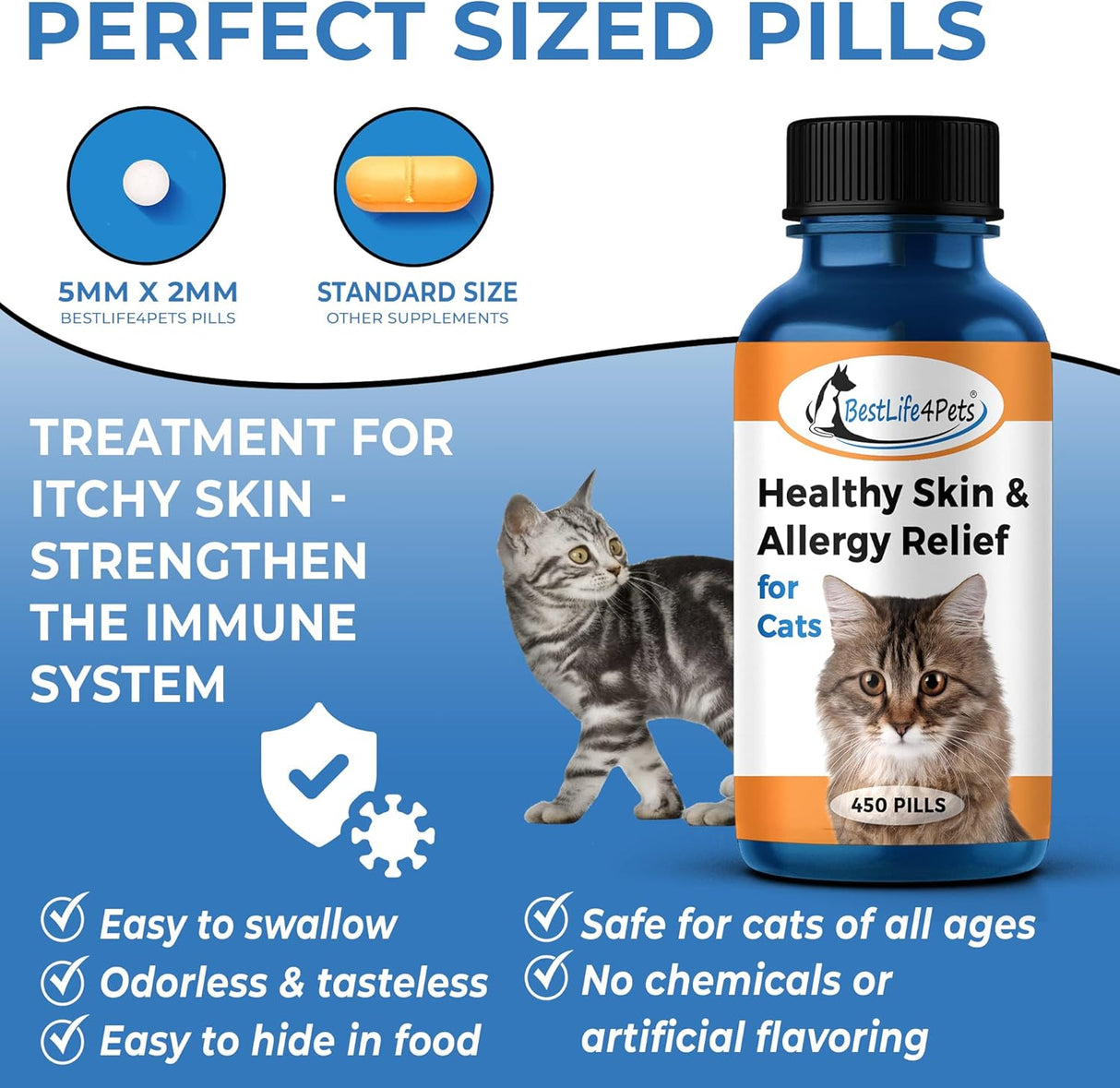 Alivio natural saludable para la piel y la alergia de gatos