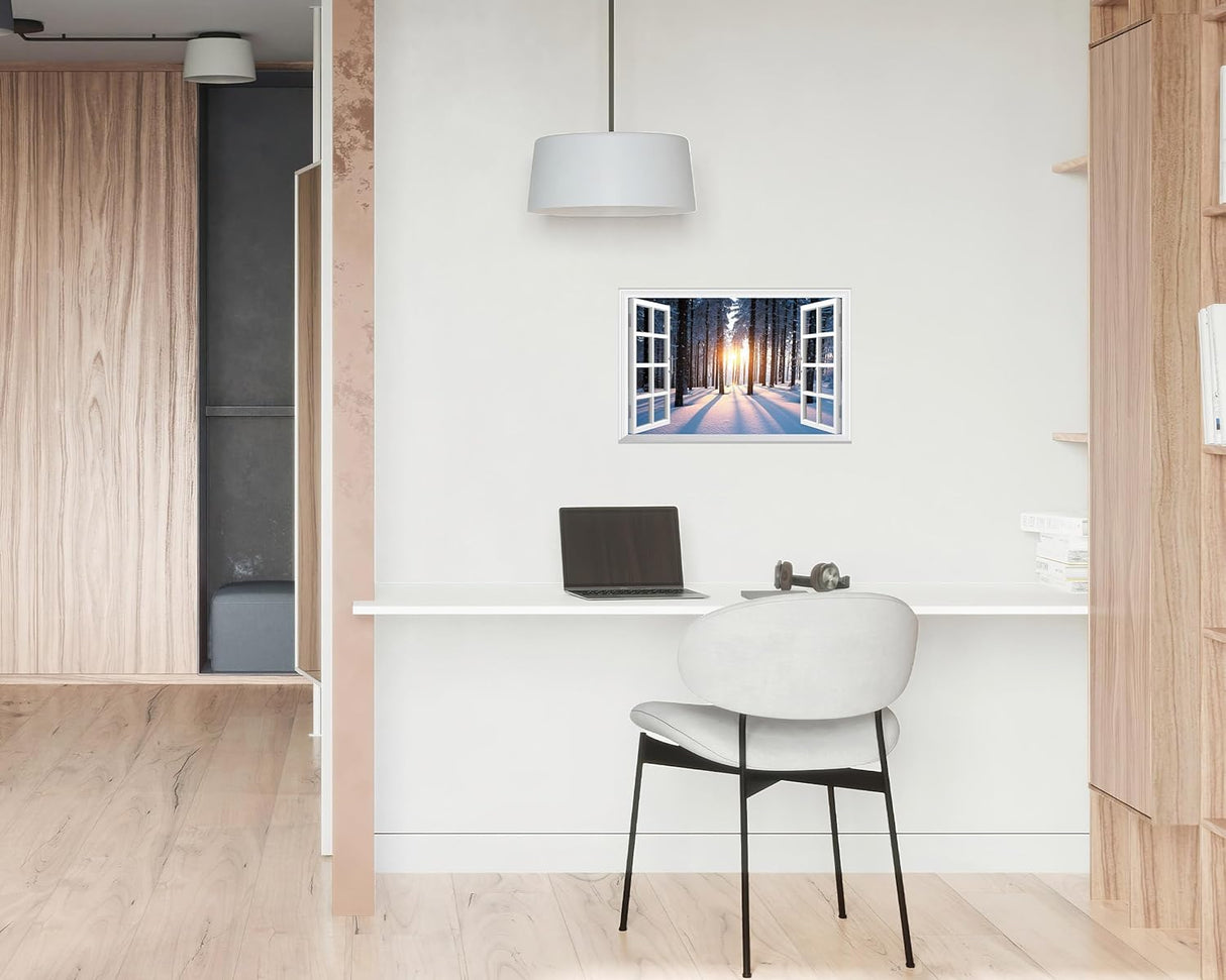 Adhesivo de pared falso para ventana mural de pared de nieve