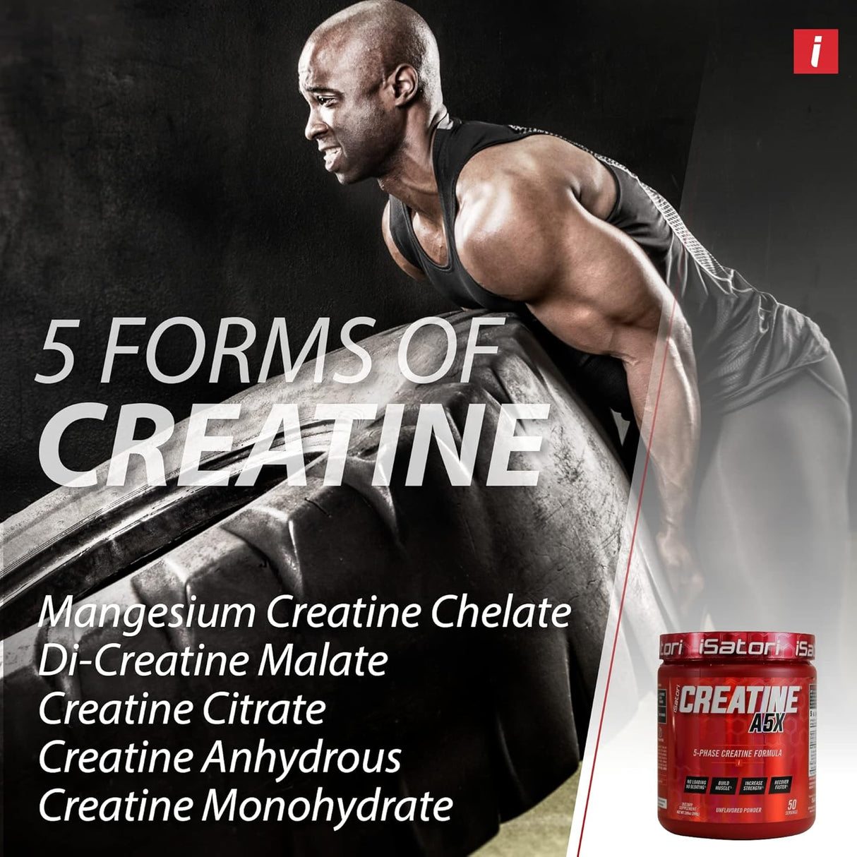 iSatori Creatine A5X, Creatina y Betaína, 50 Serv, Sin Sabor