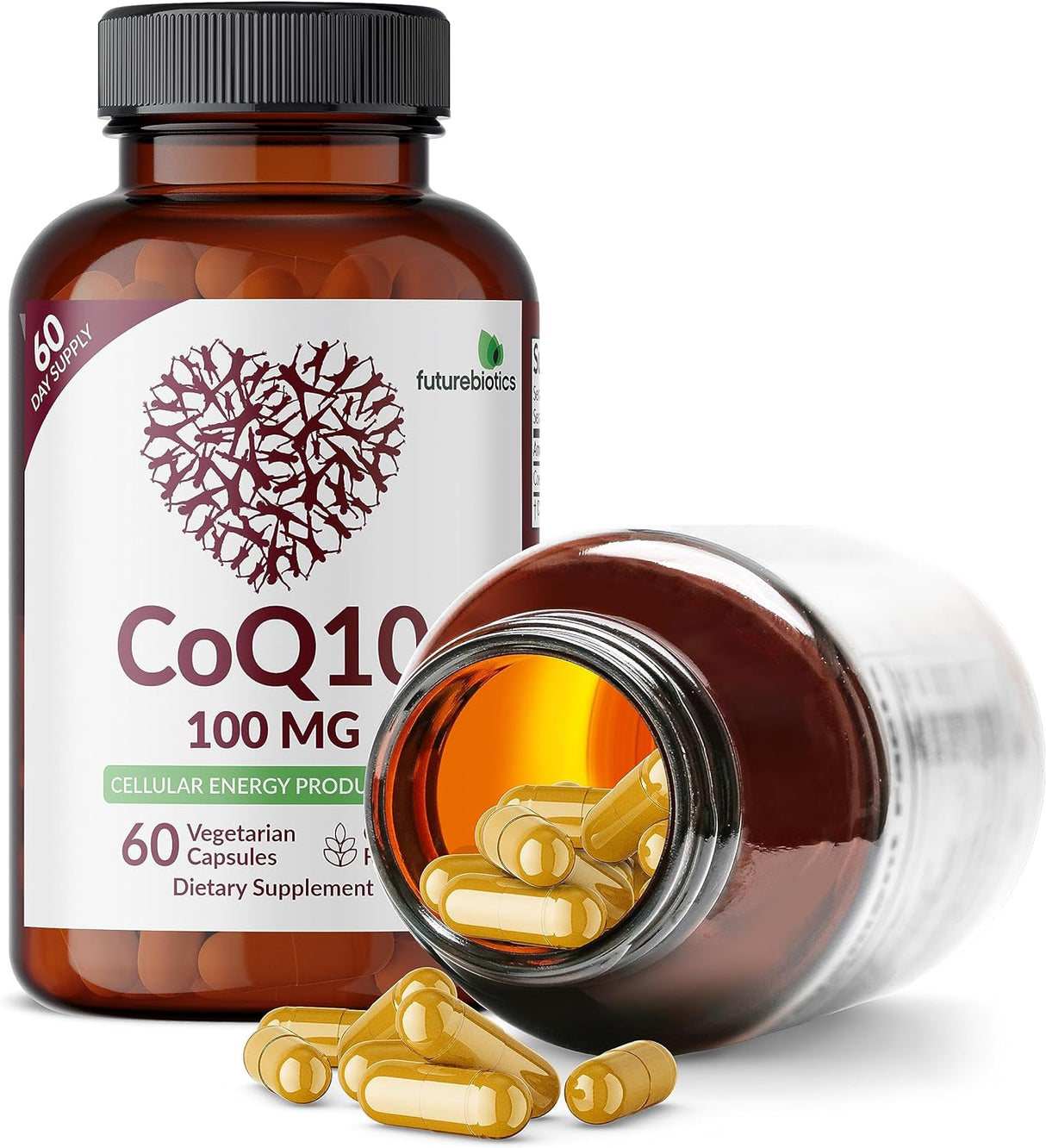 CoQ10 100 MG para Energía Celular, 60 Cápsulas Vegetarianas